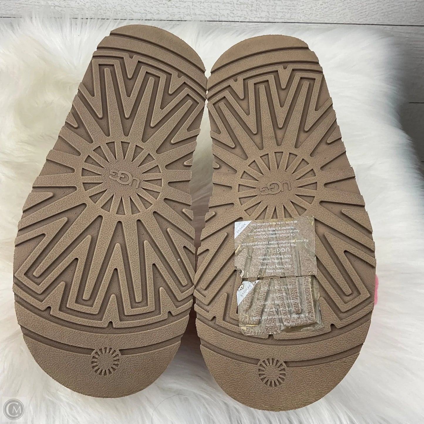 Slippers Designer By Ugg In Brown & Pink, Size: 8