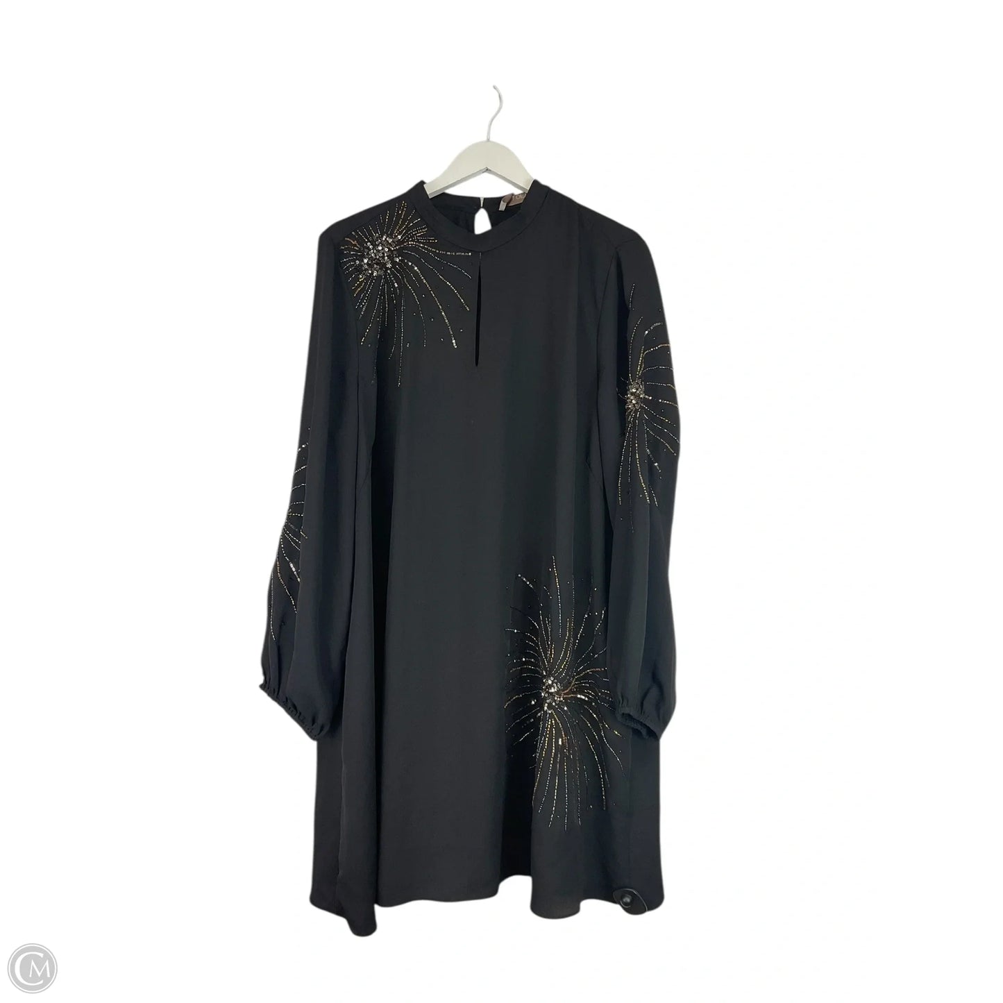 Dress Party Midi By Loft In Black & Gold, Size: 16