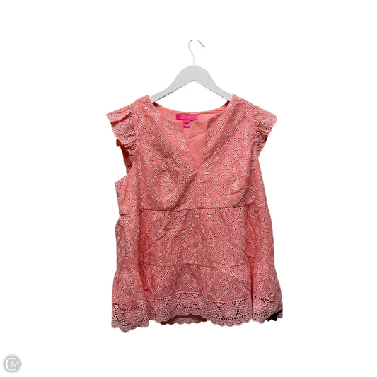 Top Short Sleeve Designer By Lilly Pulitzer In Pink, Size: 10