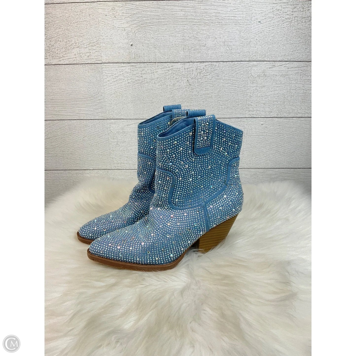 Boots Ankle Heels By Forever In Blue, Size: 6