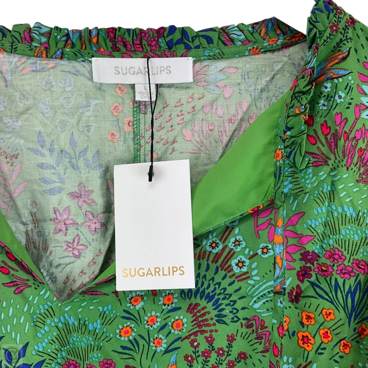 Top Short Sleeve By Sugar Lips In Green, Size: L