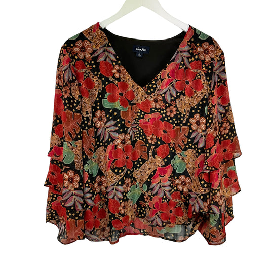 Floral Print Top Long Sleeve Clothes Mentor, Size L