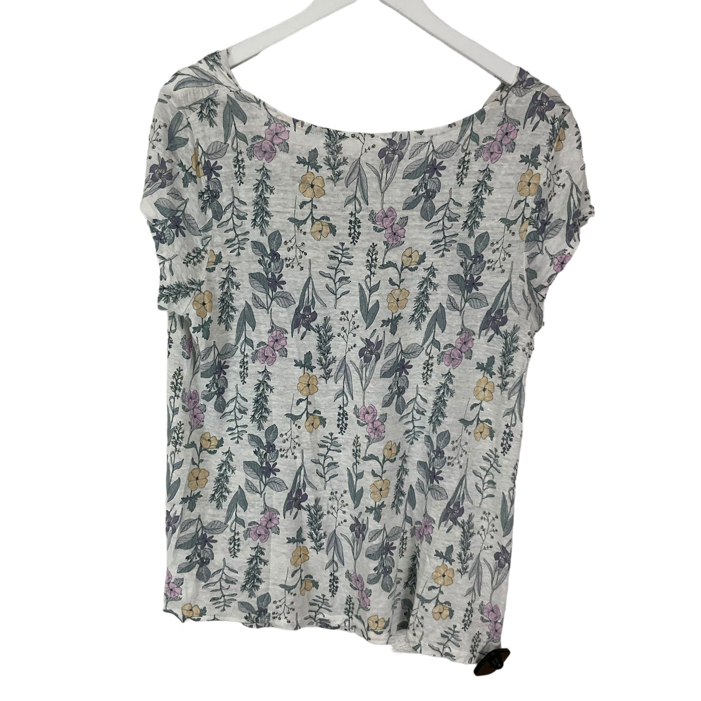 Floral Print Top Short Sleeve Basic Clothes Mentor, Size L