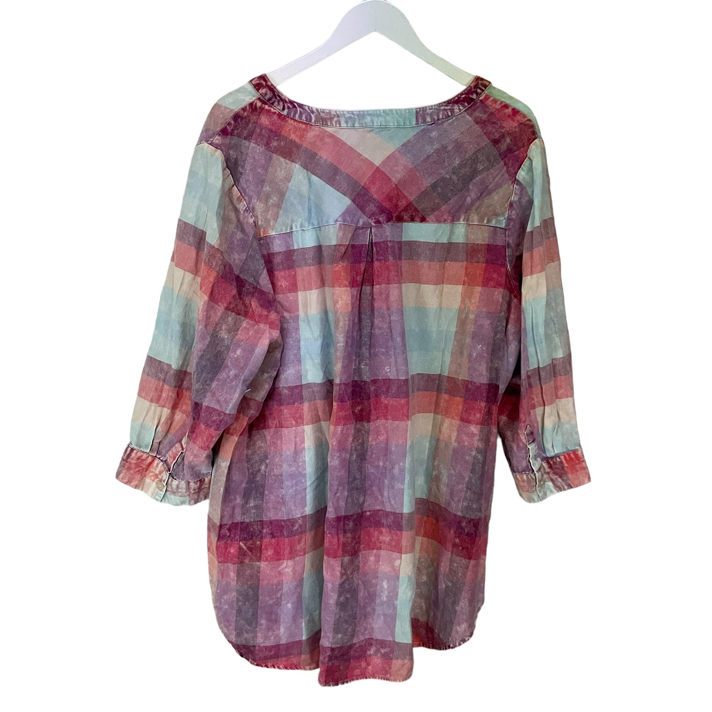 Plaid Pattern Top Long Sleeve Intro, Size 3x