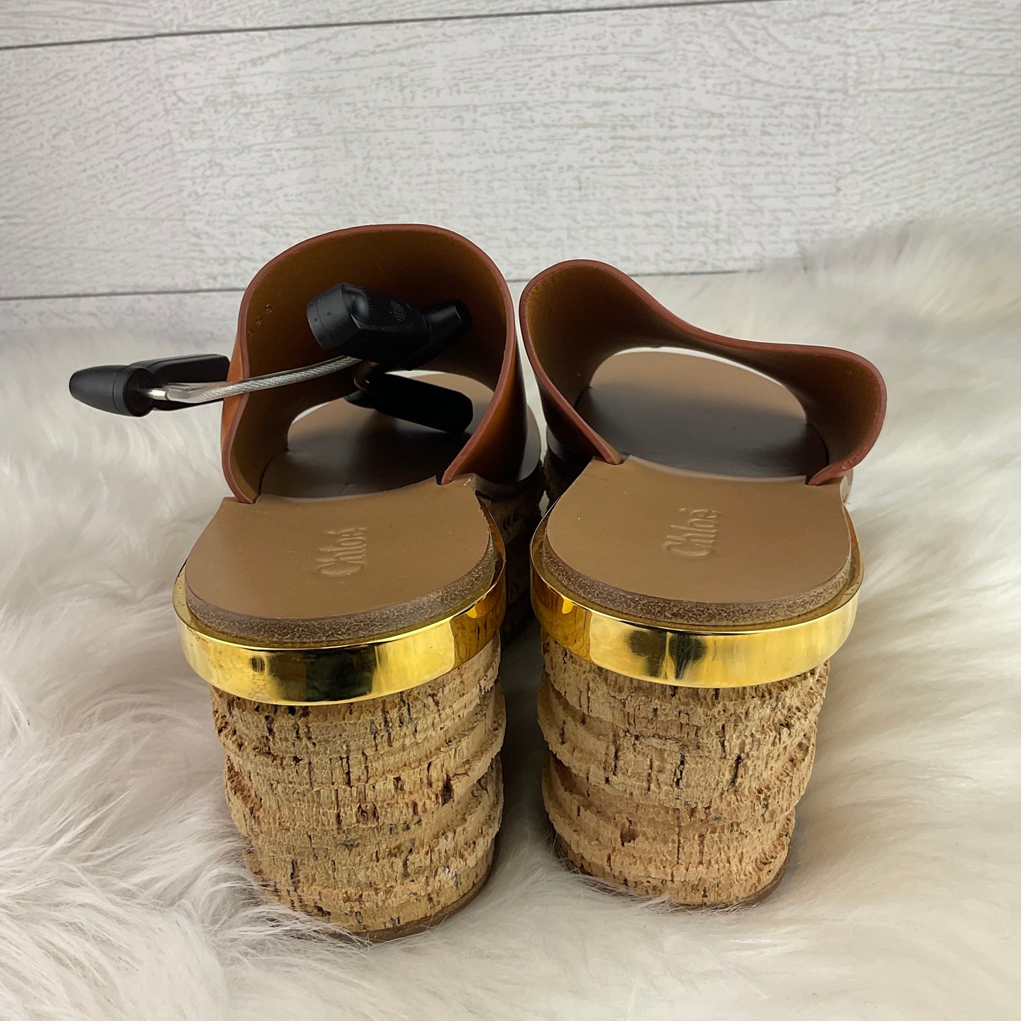 Brown Sandals Luxury Designer Chloe, Size 6