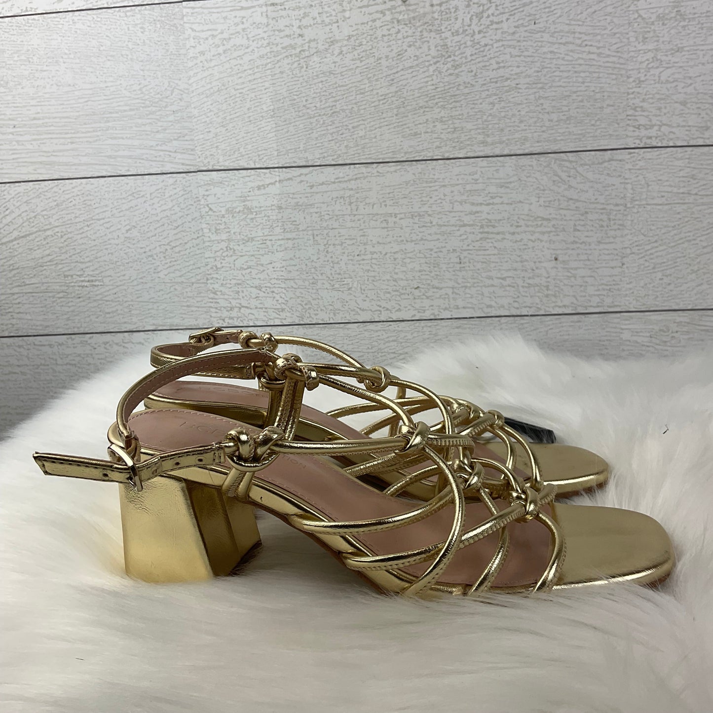 Sandals Heels Block By Bcbgeneration In Gold, Size: 6.5