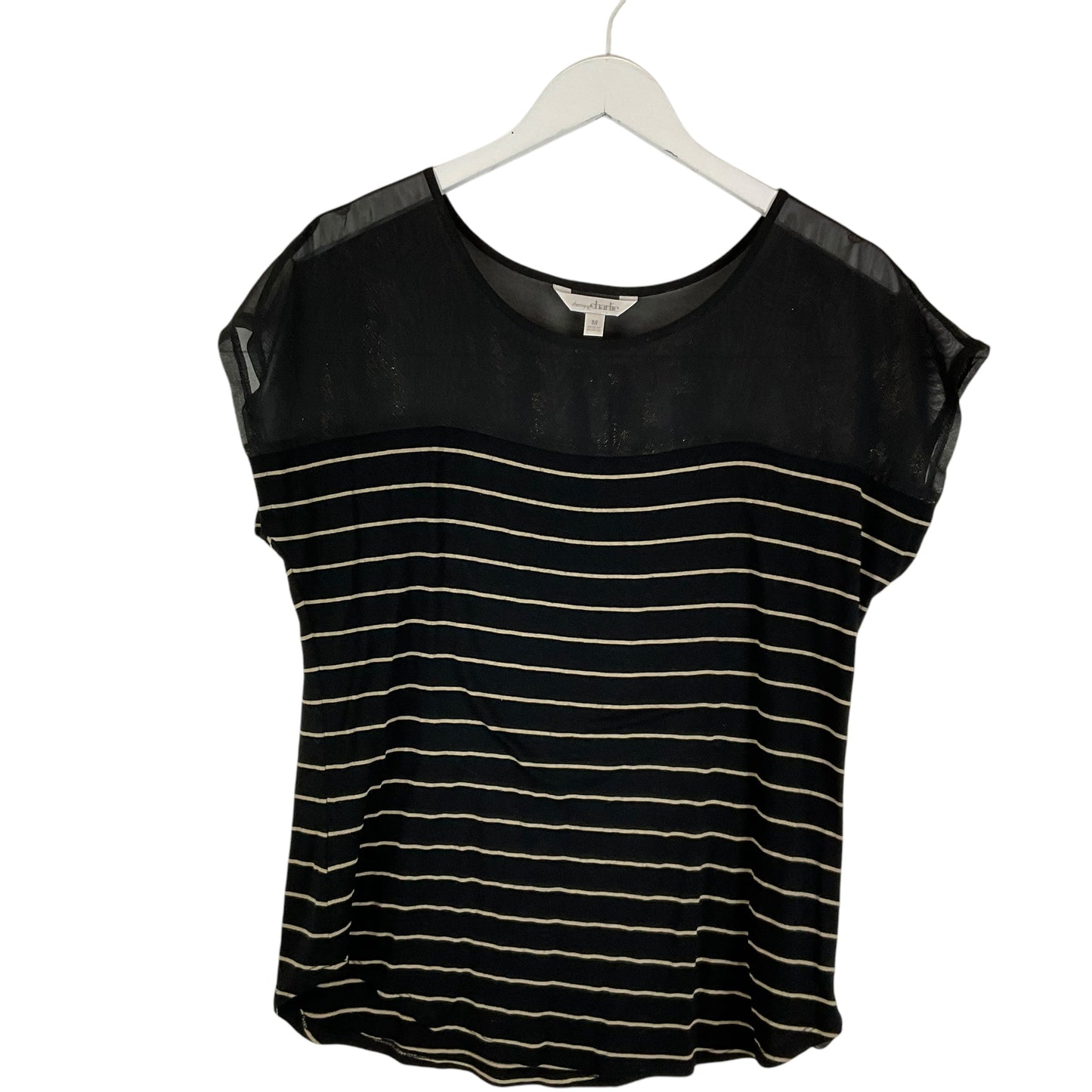 Top Short Sleeve By Charming Charlie In Black, Size: S