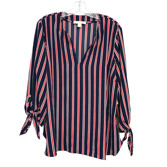 Top 3/4 Sleeve By Michael By Michael Kors In Blue & Red & White, Size:Xl