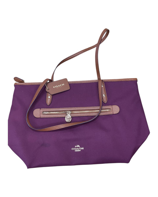 Tote Designer By Coach In Purple, Size:Medium