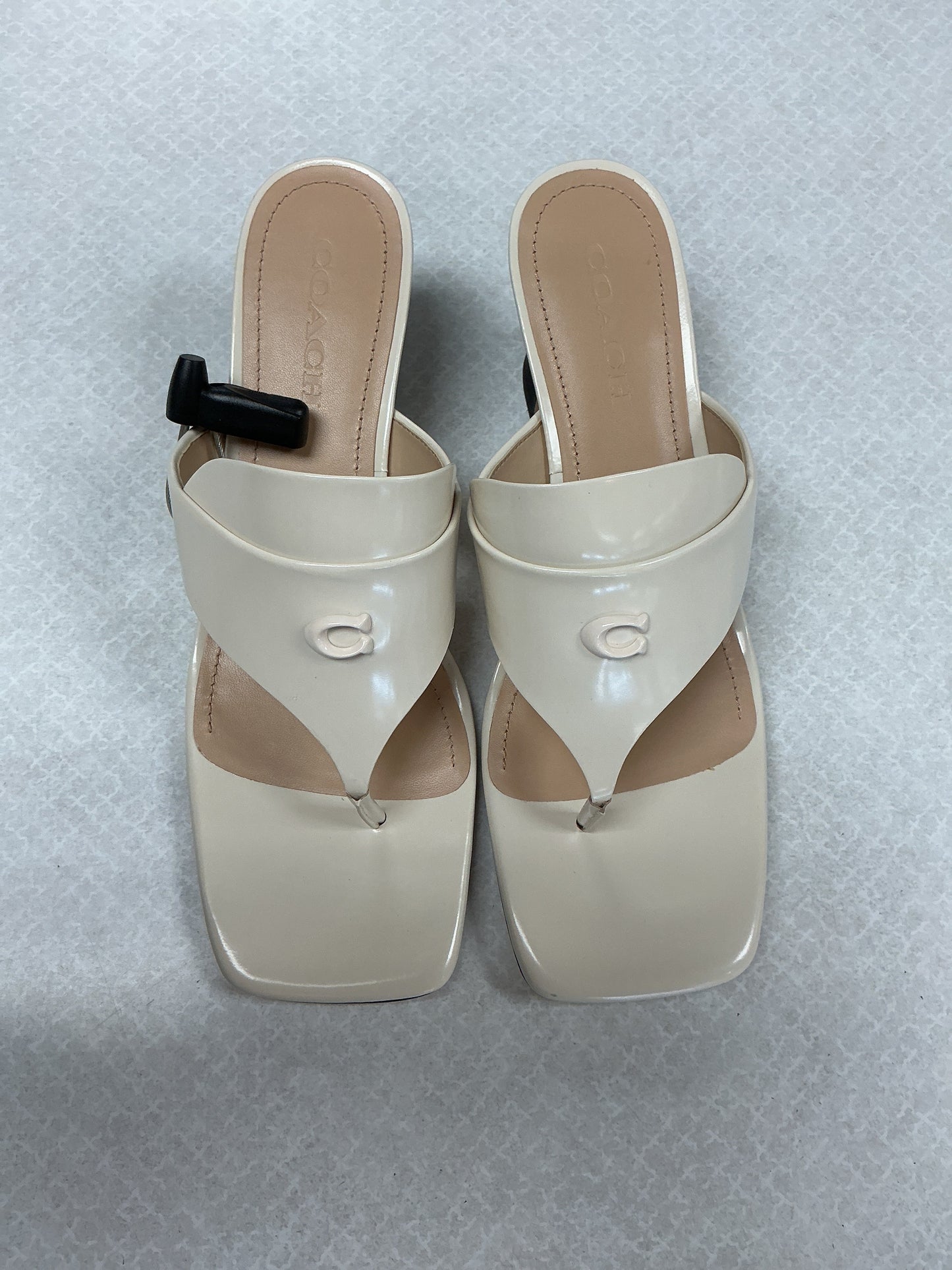 Sandals Designer By Coach In Cream, Size:11