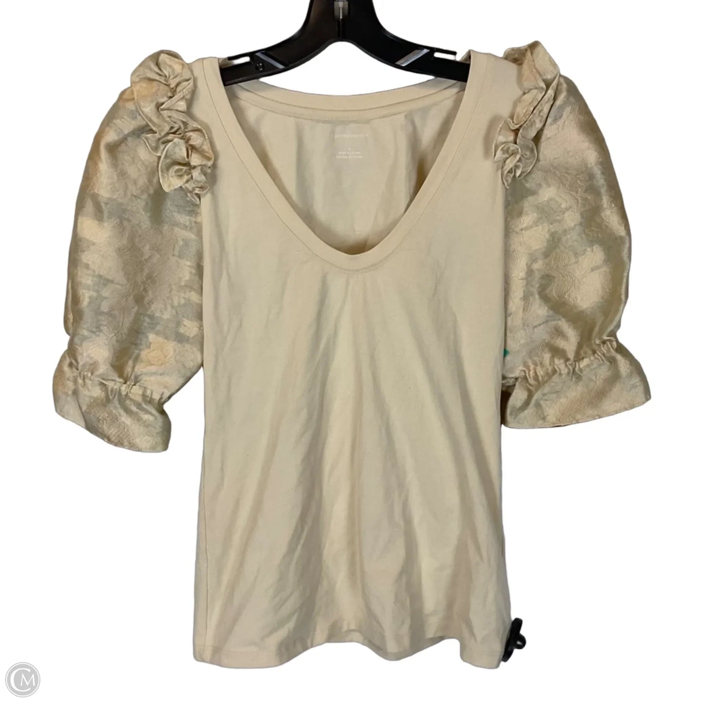 Top Short Sleeve By Anthropologie In Taupe, Size: S