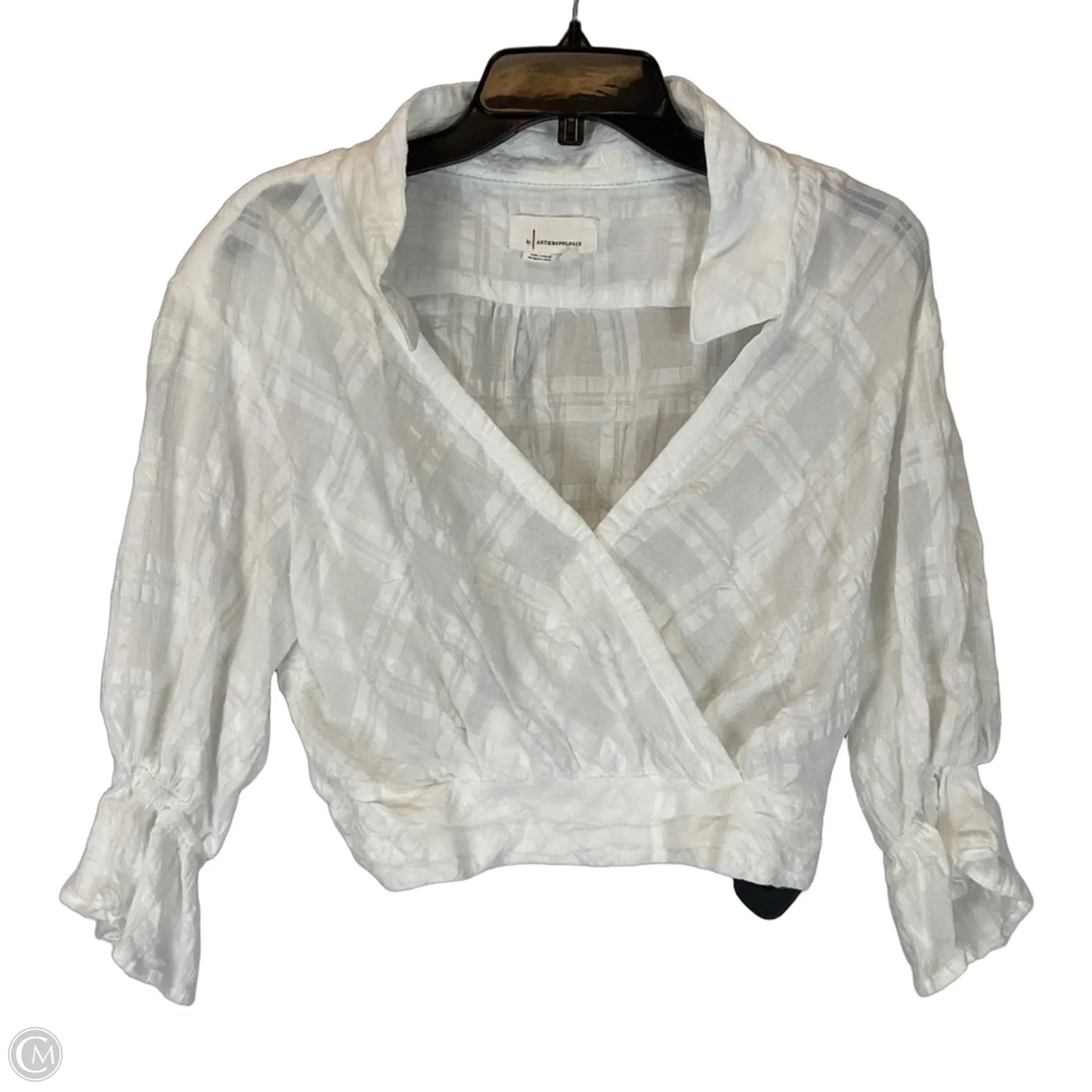 Top Short Sleeve By Anthropologie In White, Size: S