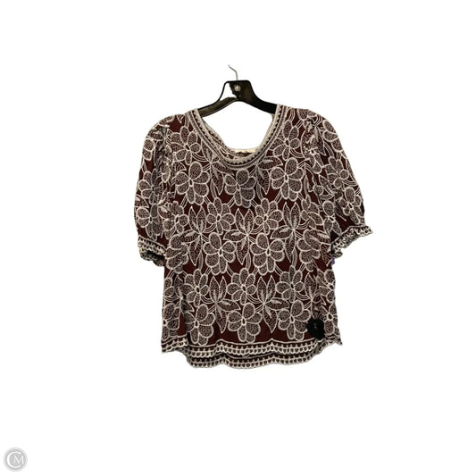 Top Short Sleeve By Solitaire In Brown, Size: L