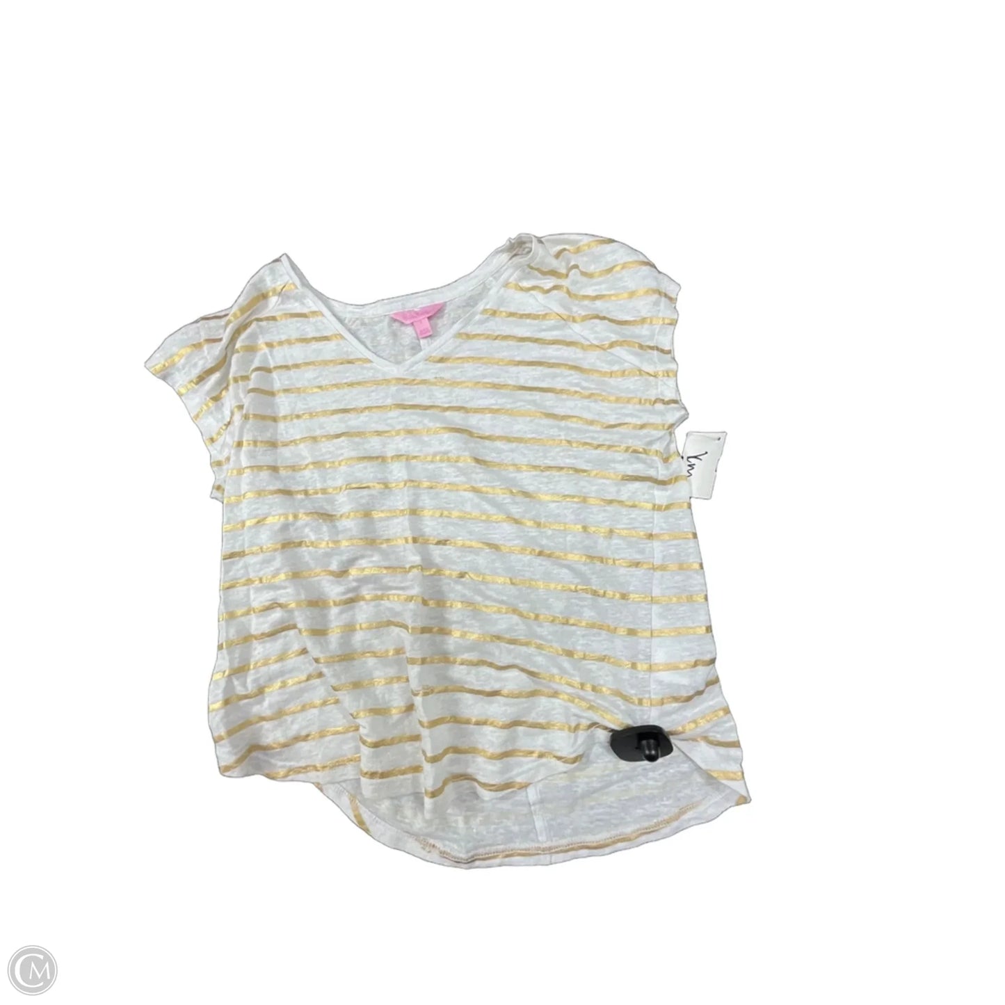 Top Short Sleeve Designer By Lilly Pulitzer In Gold, Size: S