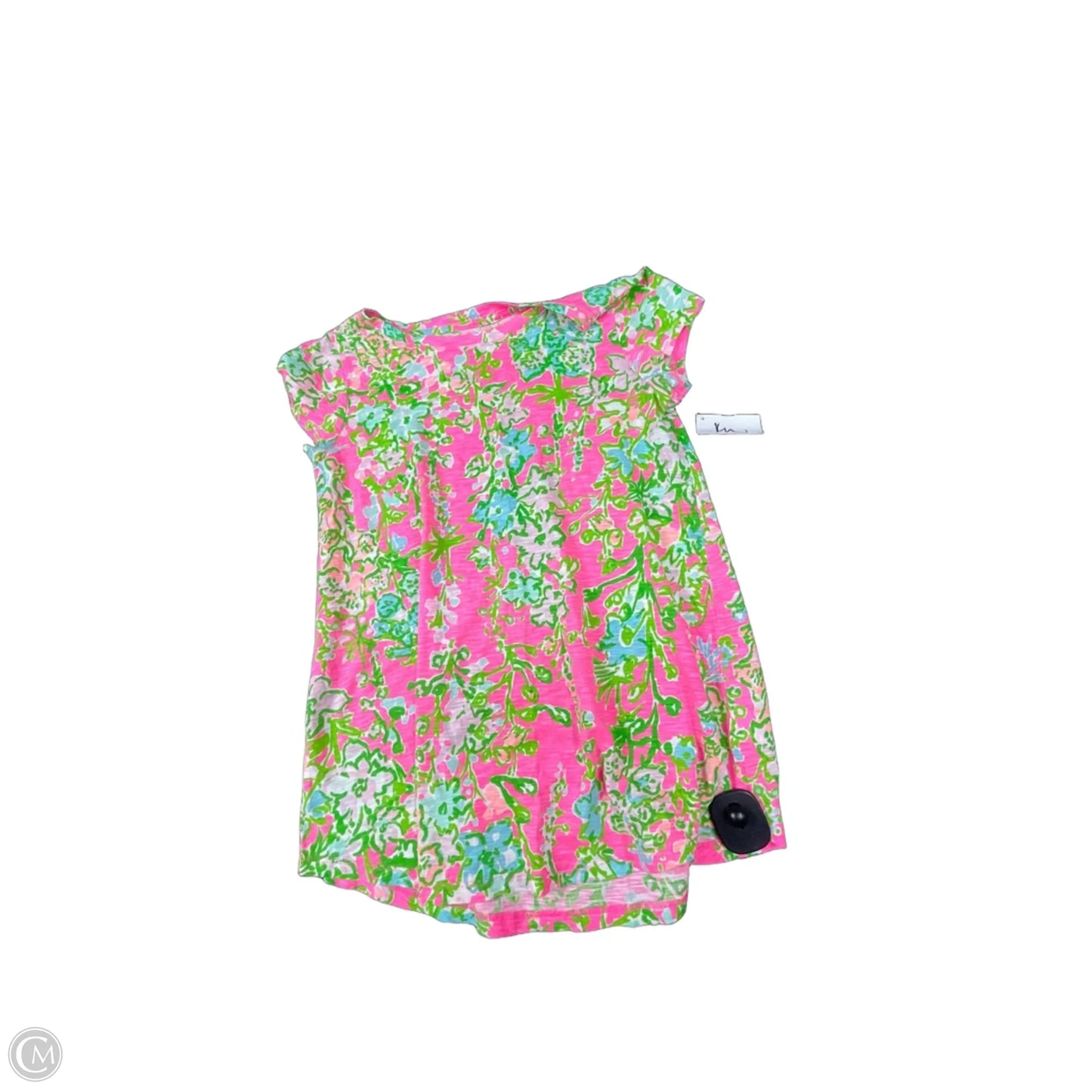 Top Short Sleeve Designer By Lilly Pulitzer In Green & Pink, Size: Xs