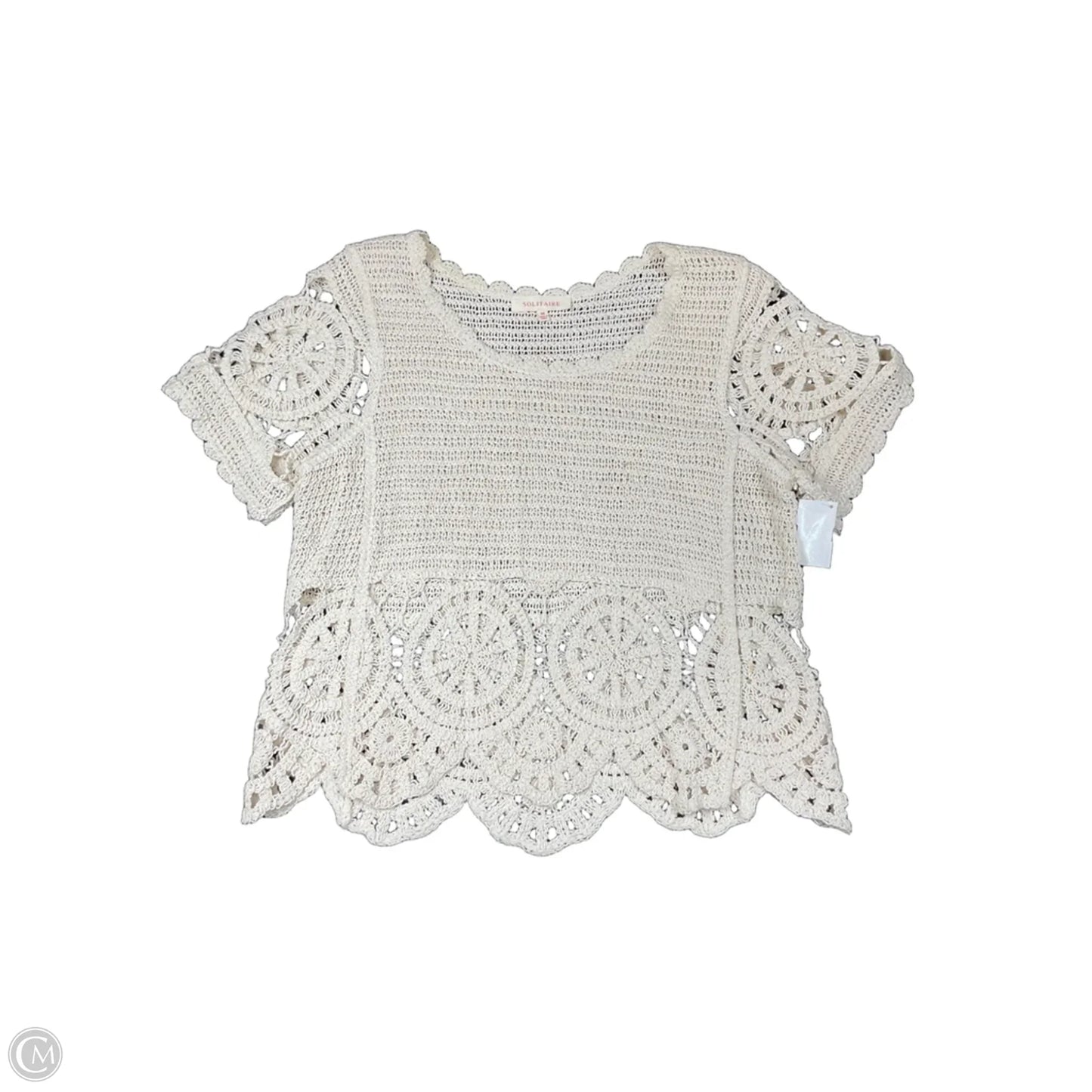 Top Short Sleeve By Solitaire In Cream, Size: M
