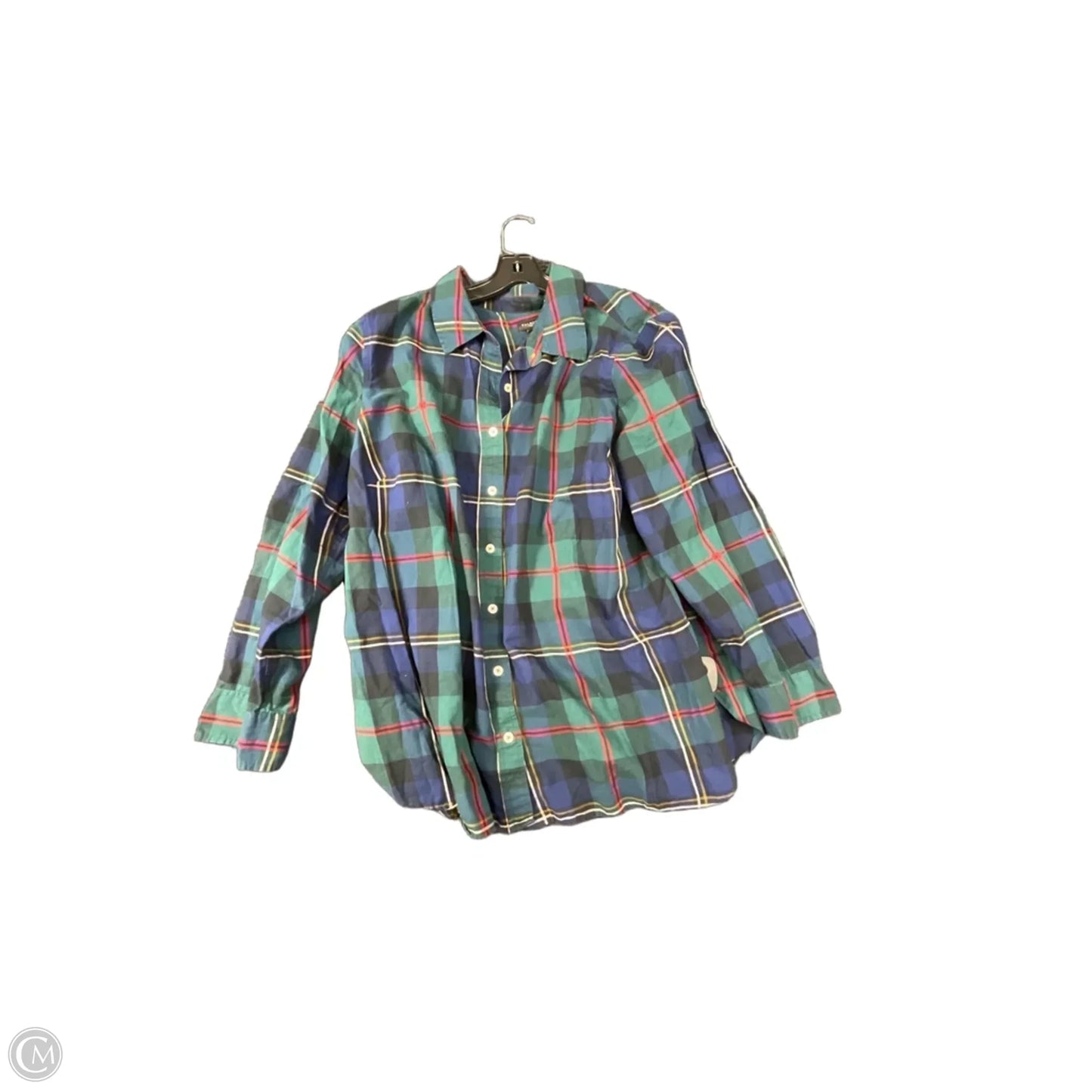 Top Long Sleeve By Talbots In Plaid Pattern, Size: 2x