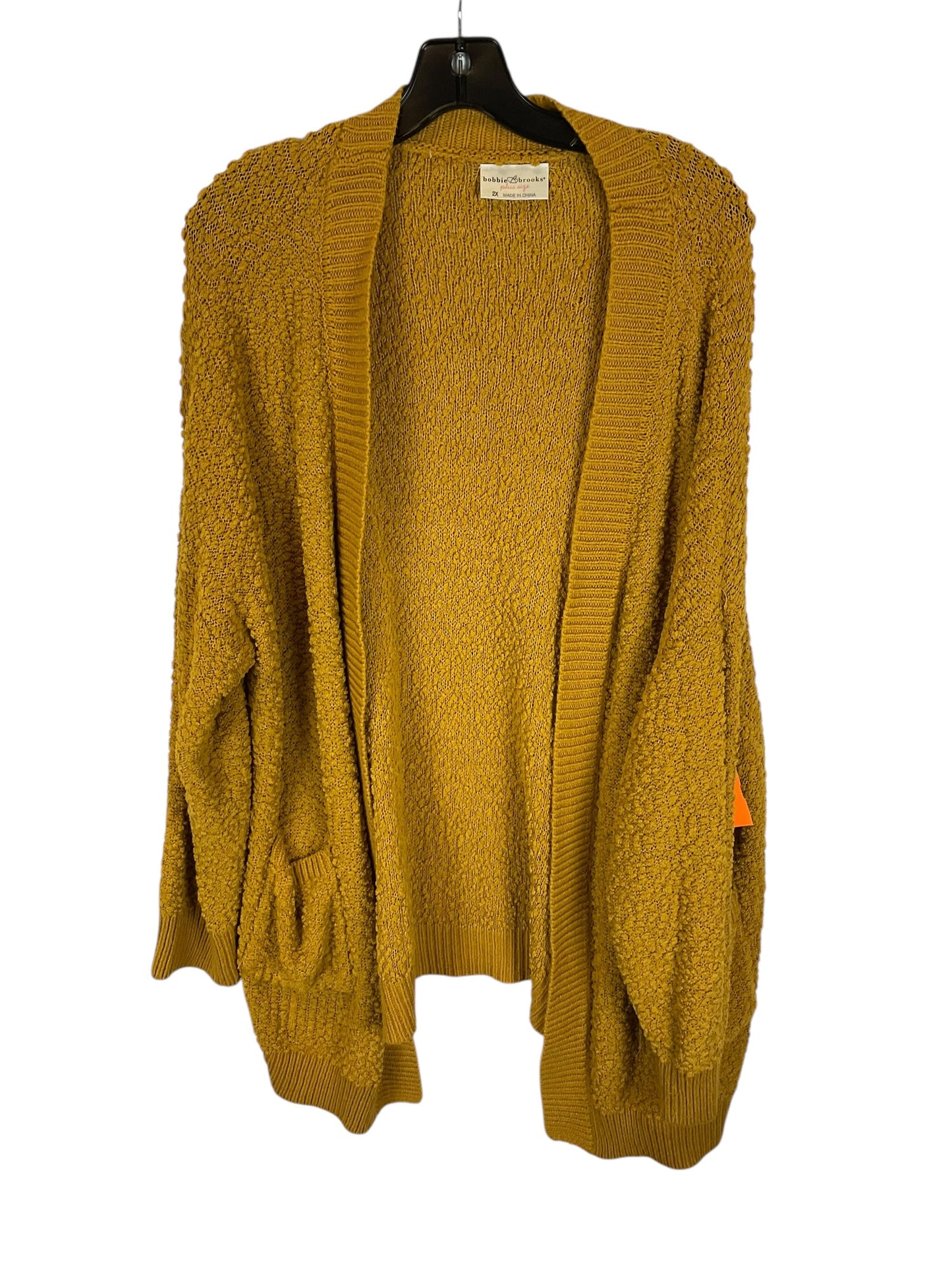 Cardigan By Bobbie Brooks In Yellow, Size: 2x