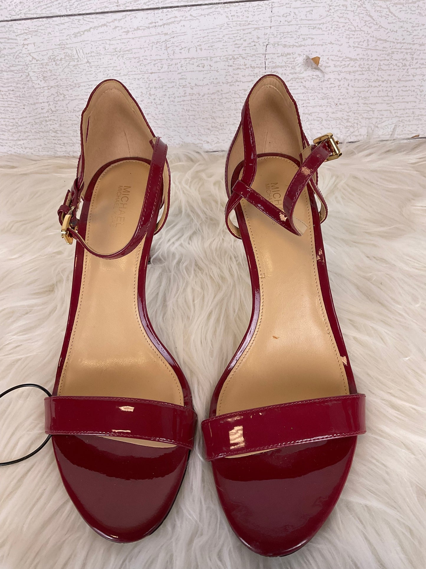 Red Sandals Heels Stiletto Michael By Michael Kors, Size 9
