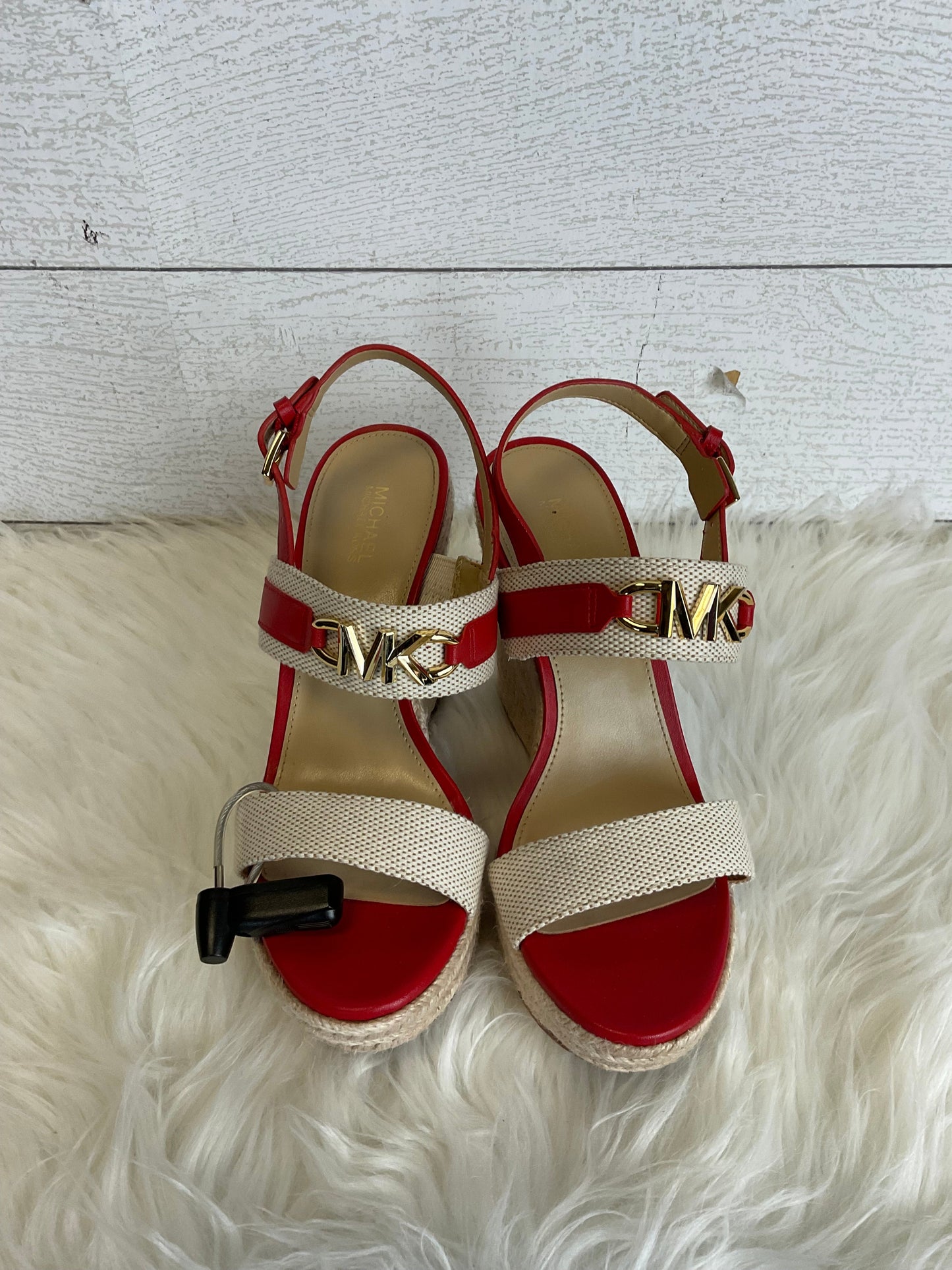 Red Sandals Designer Michael By Michael Kors, Size 6