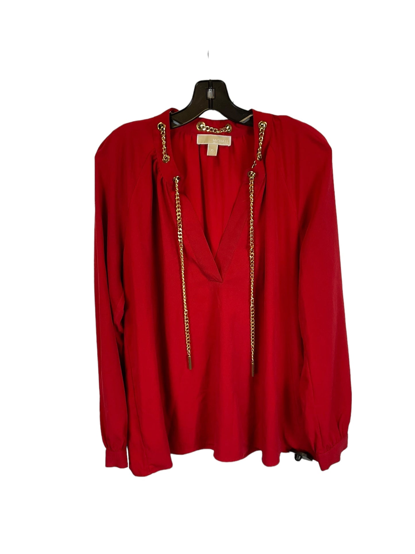 Red Top Long Sleeve Michael By Michael Kors, Size Xl