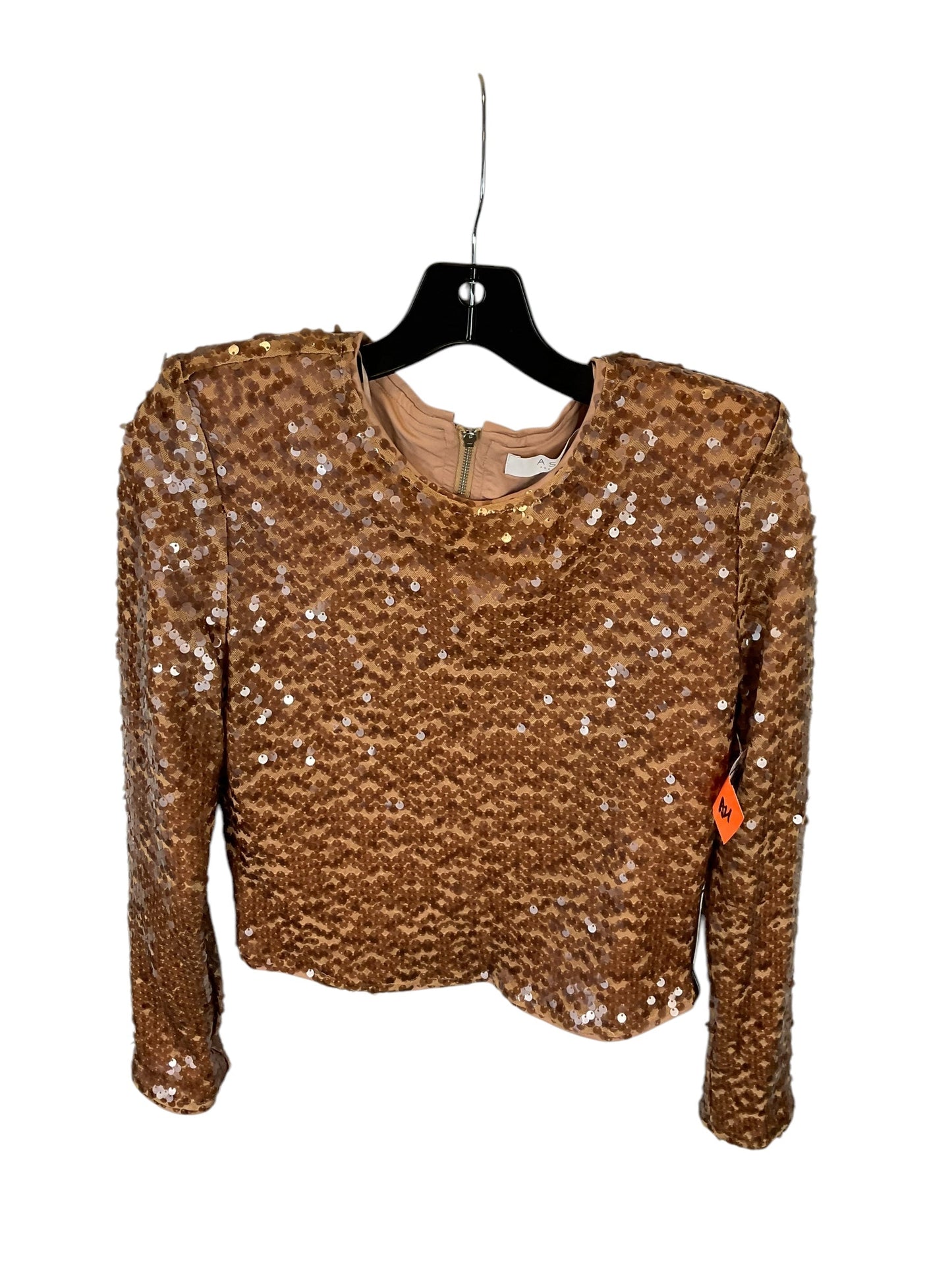 Top Long Sleeve By Astr In Tan, Size: M