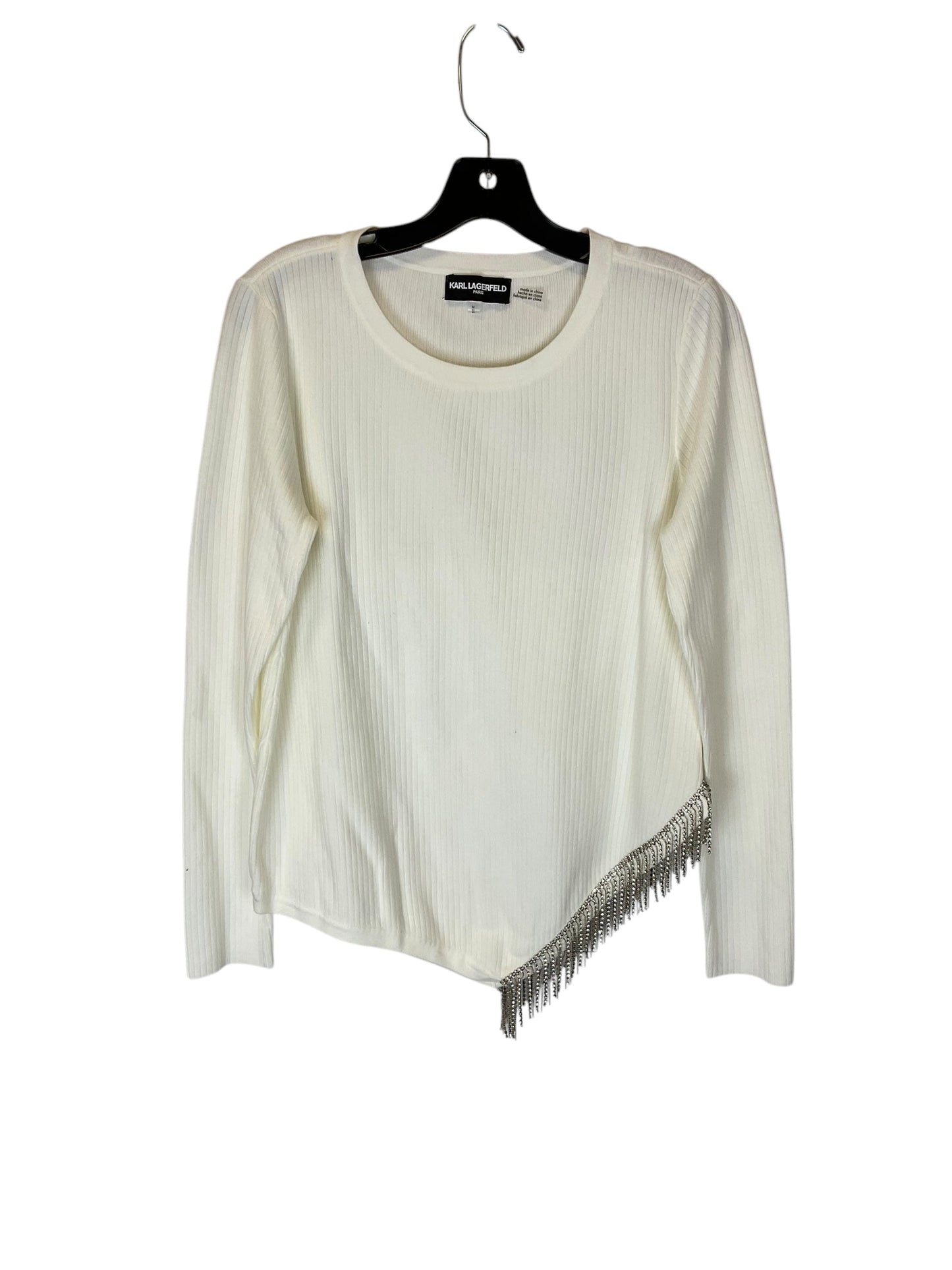 Top Long Sleeve Designer By Karl Lagerfeld In White, Size: M