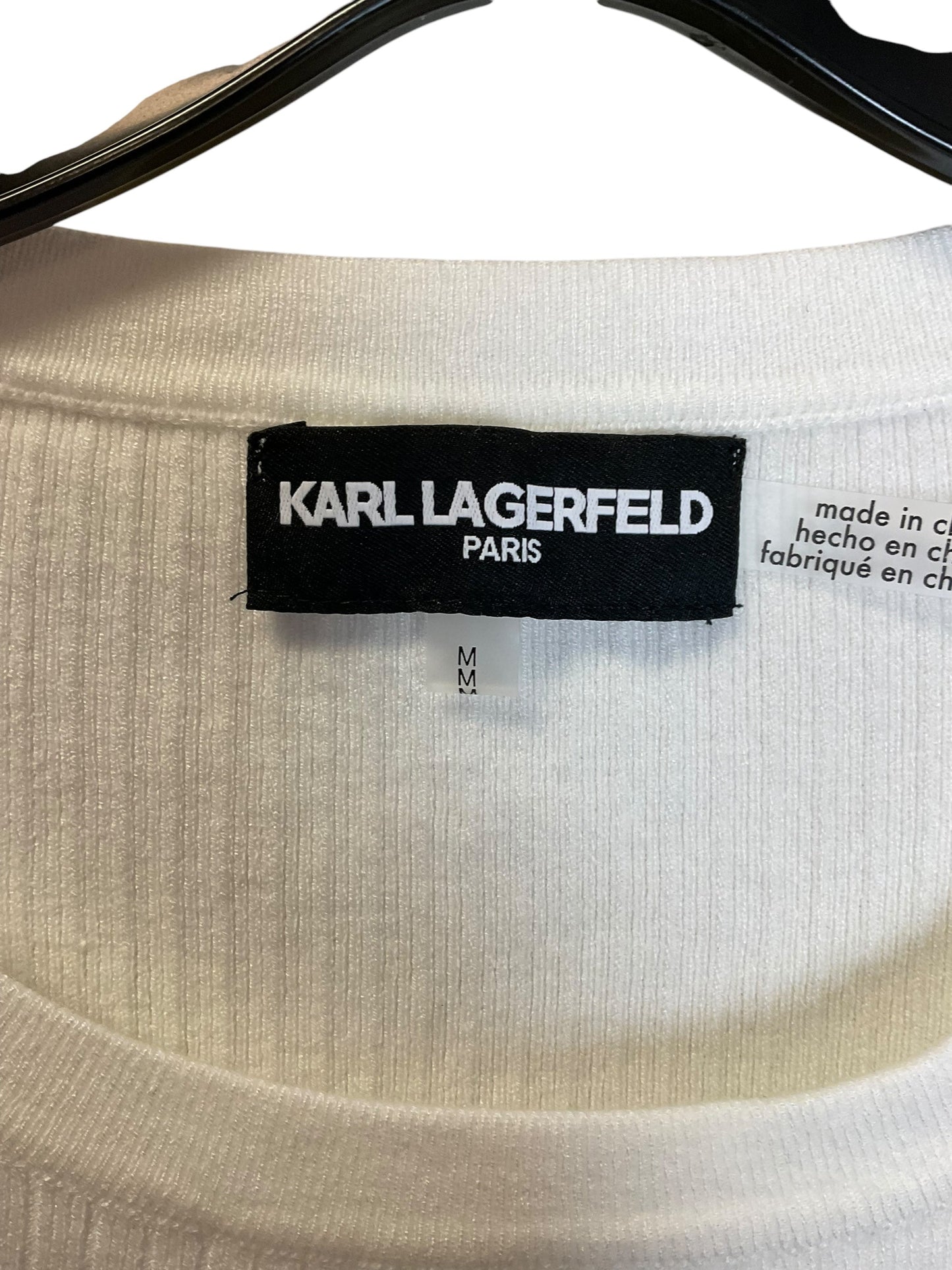 Top Long Sleeve Designer By Karl Lagerfeld In White, Size: M