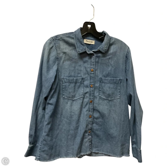 Top Long Sleeve By Madewell In Blue Denim, Size: M