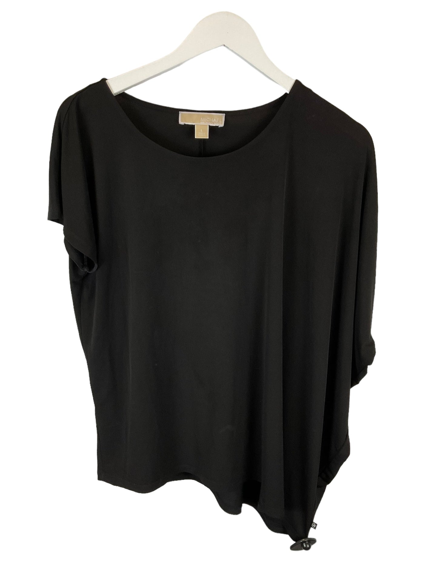 Black Top Short Sleeve Designer Michael By Michael Kors, Size L