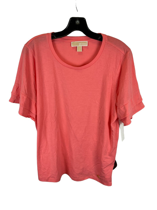 Coral Top Short Sleeve Designer Michael By Michael Kors, Size L