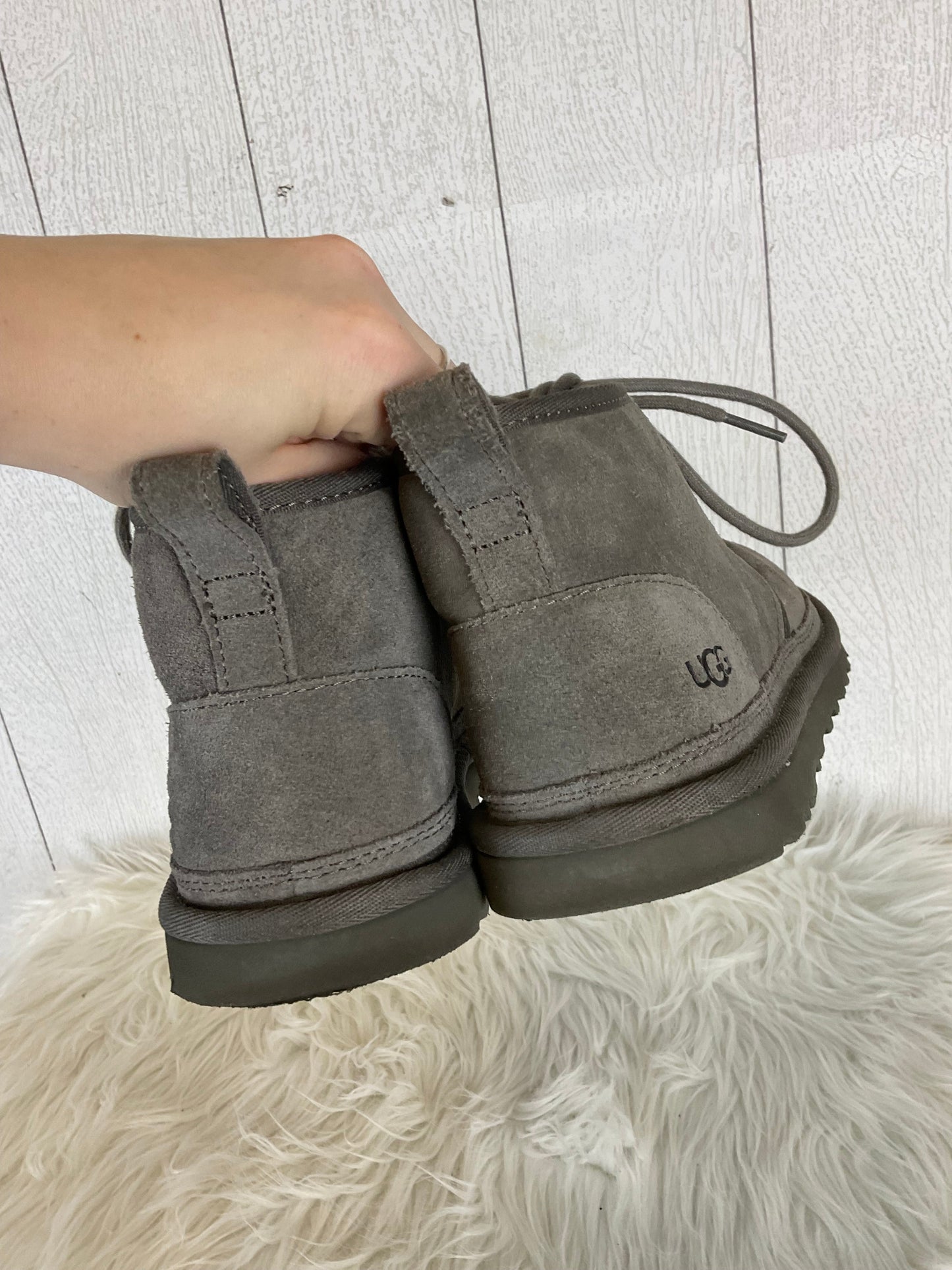 Boots Designer By Ugg In Grey, Size: 8