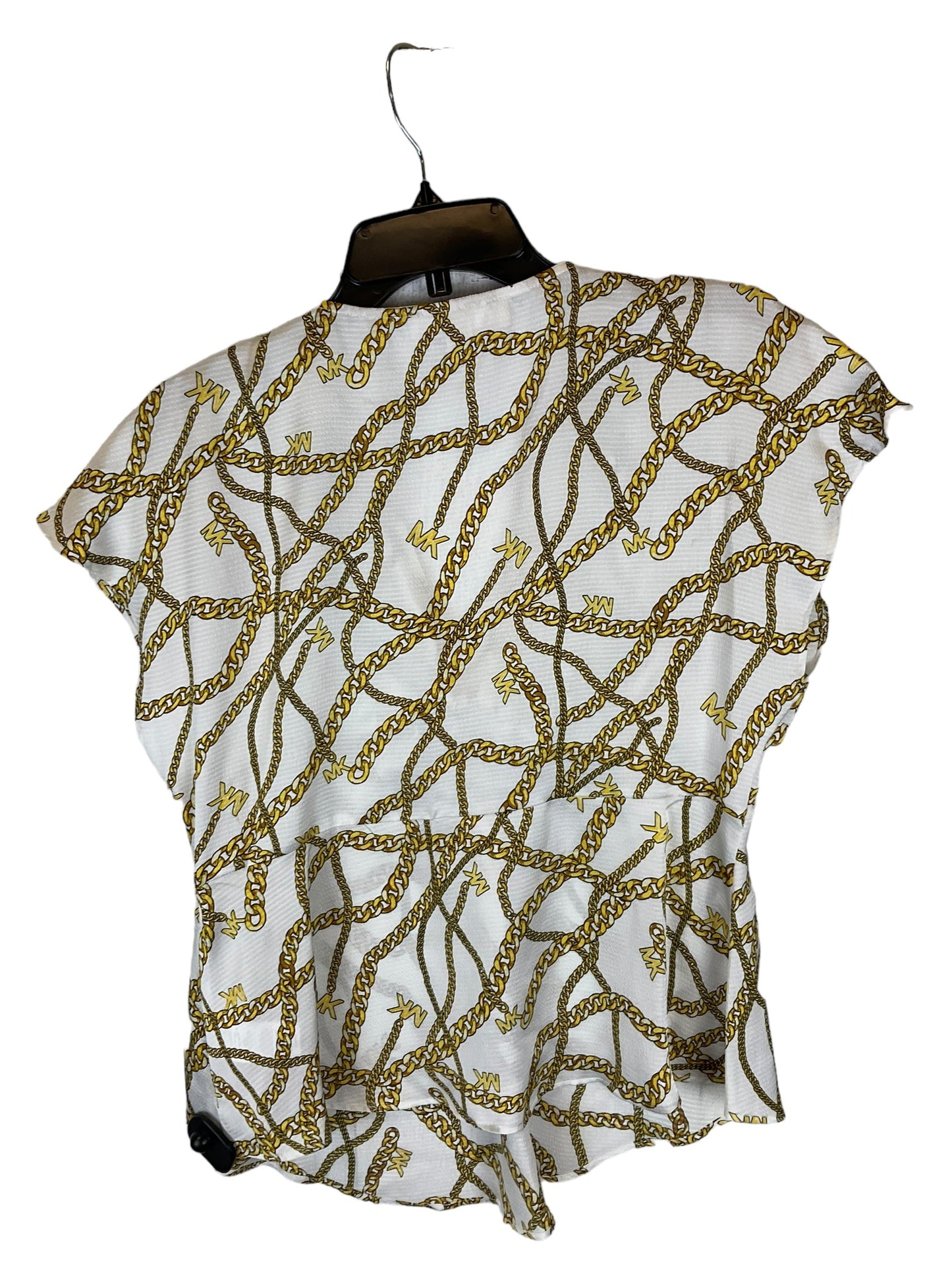 Top Short Sleeve Designer By Michael By Michael Kors In Gold & White, Size: M