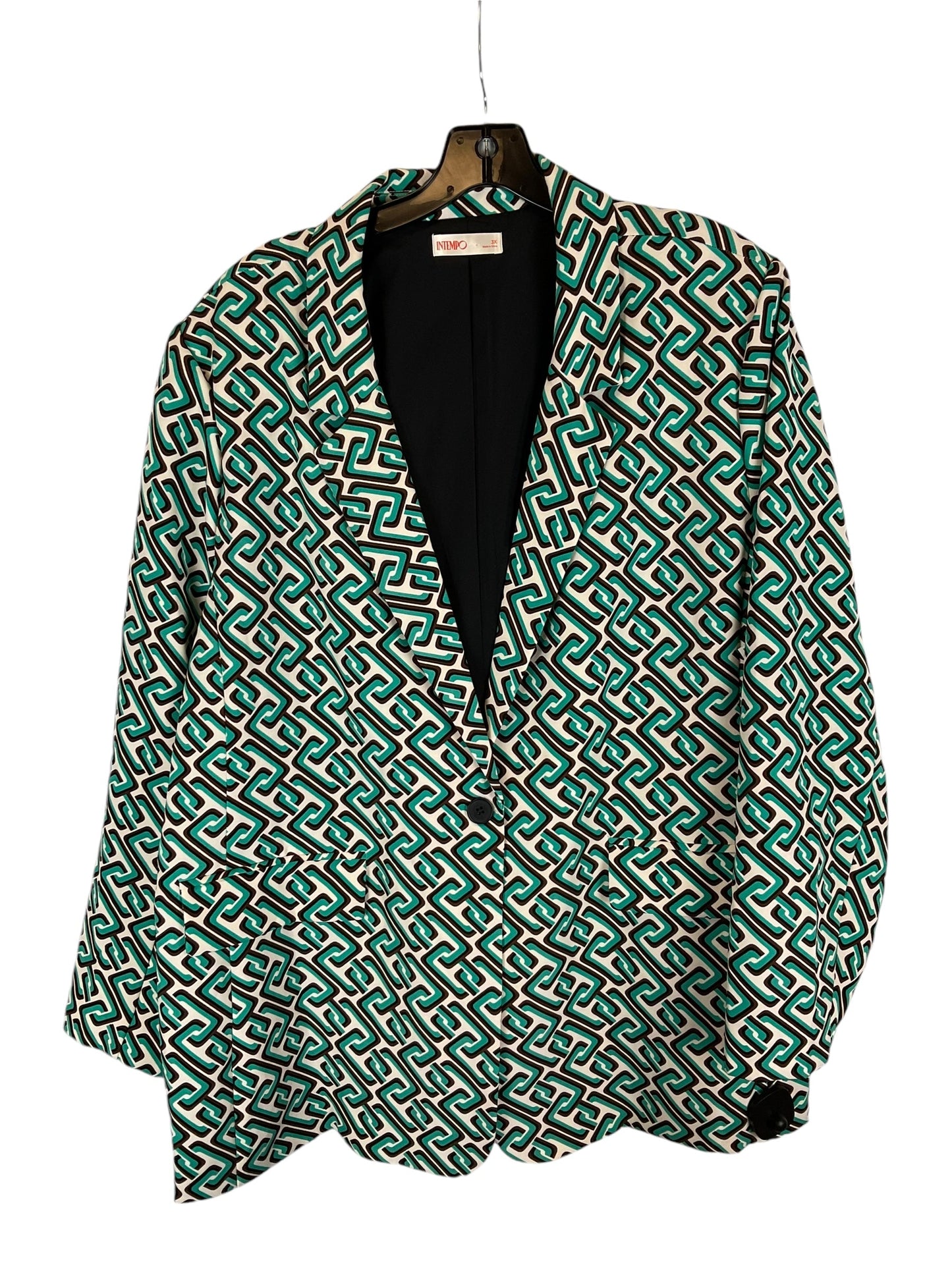 Blazer By Clothes Mentor In Brown & Green, Size: 3x