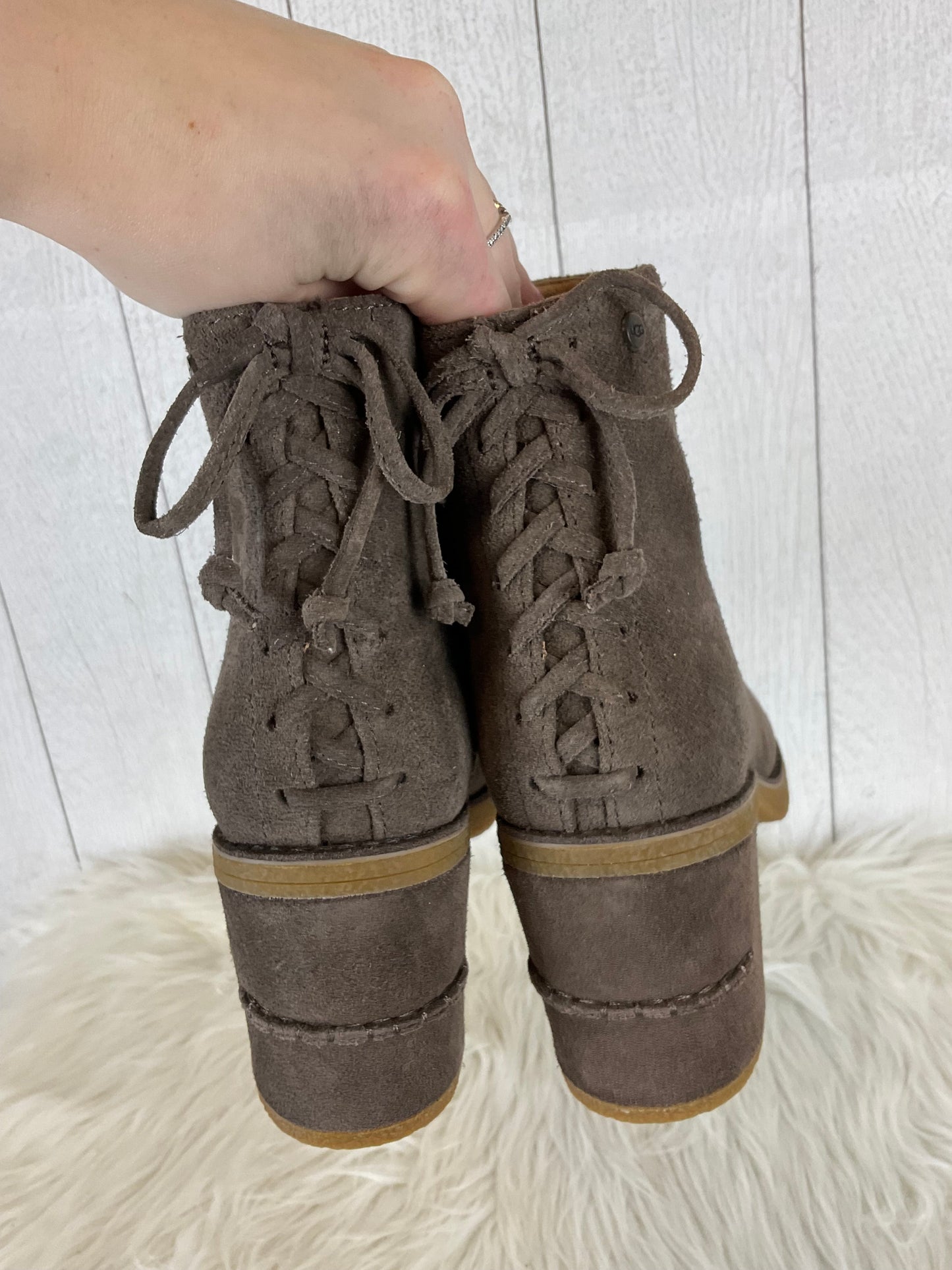 Boots Designer By Ugg In Grey, Size: 9.5