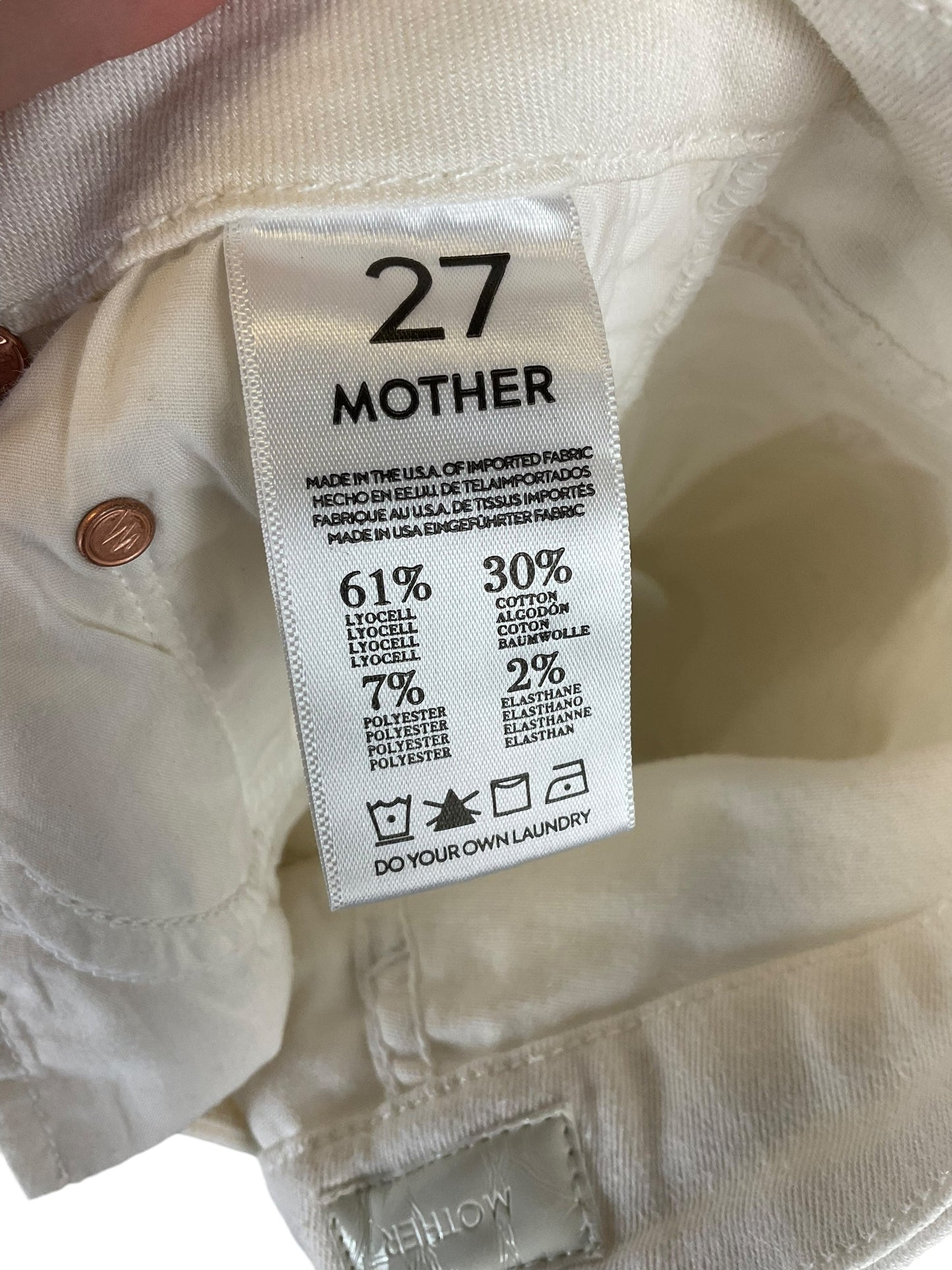 Jeans Designer By Mother In Cream Denim, Size: 4