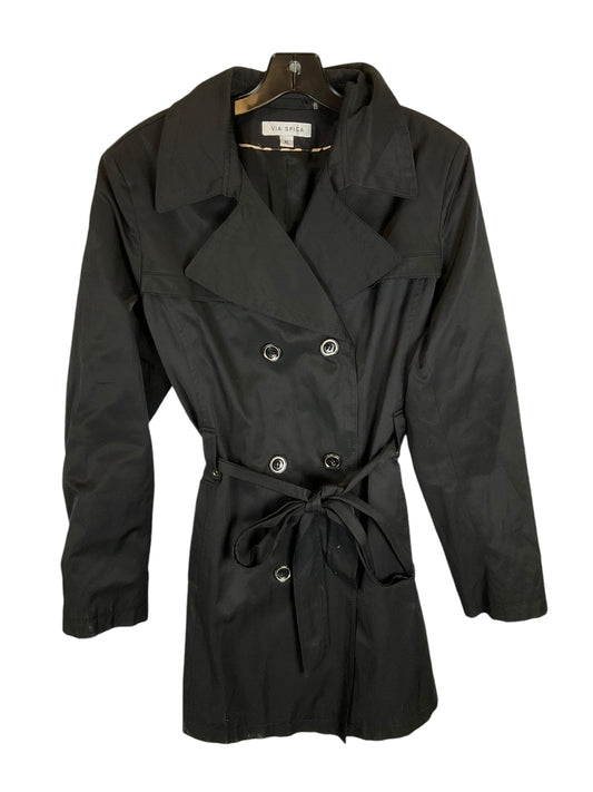 Coat Trench Coat By Via Spiga In Black, Size: Xl