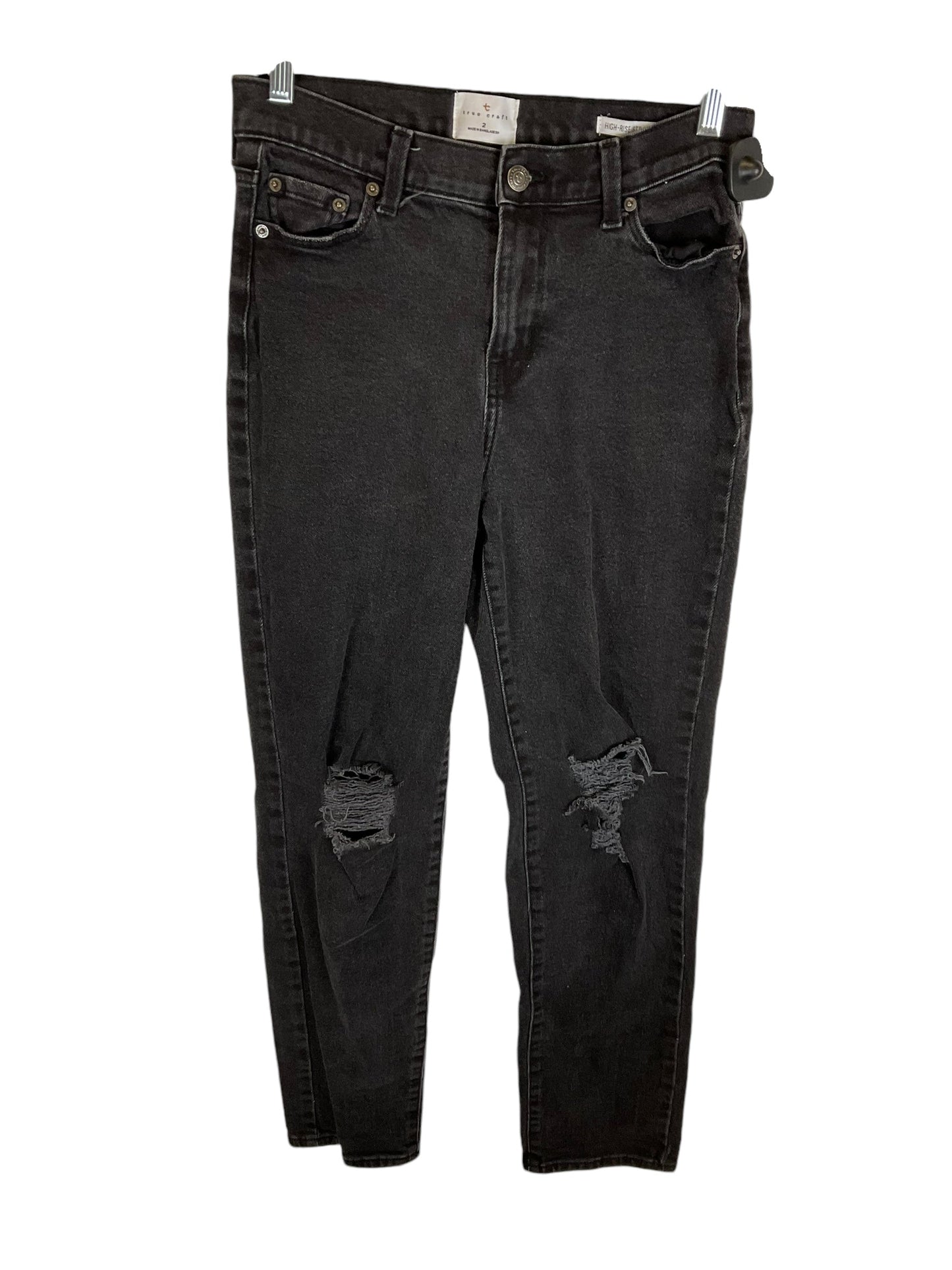 Jeans Straight By True Craft In Black Denim, Size: 2