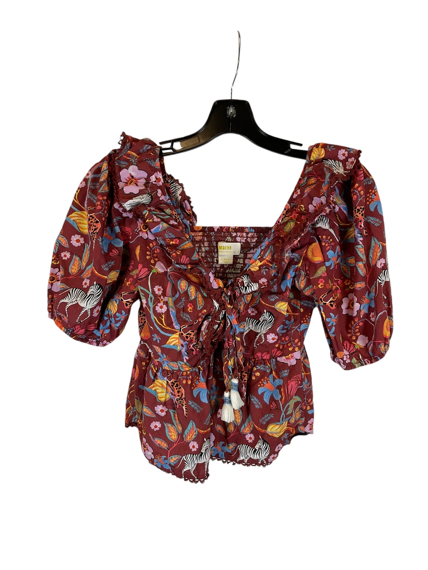 Top Short Sleeve By Maeve In Multi-colored, Size: Xs