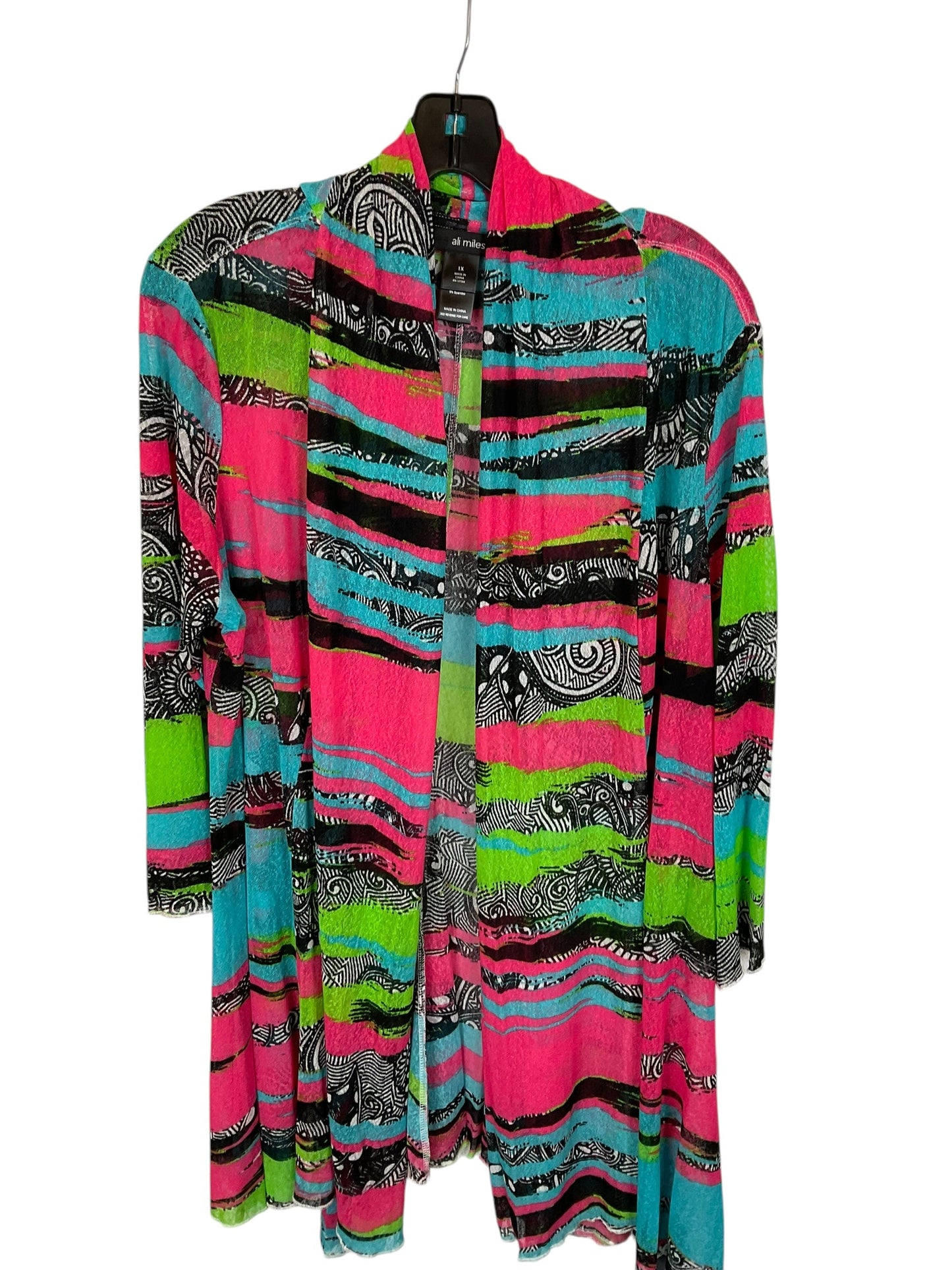 Cardigan By Ali Miles In Multi-colored, Size: 1x