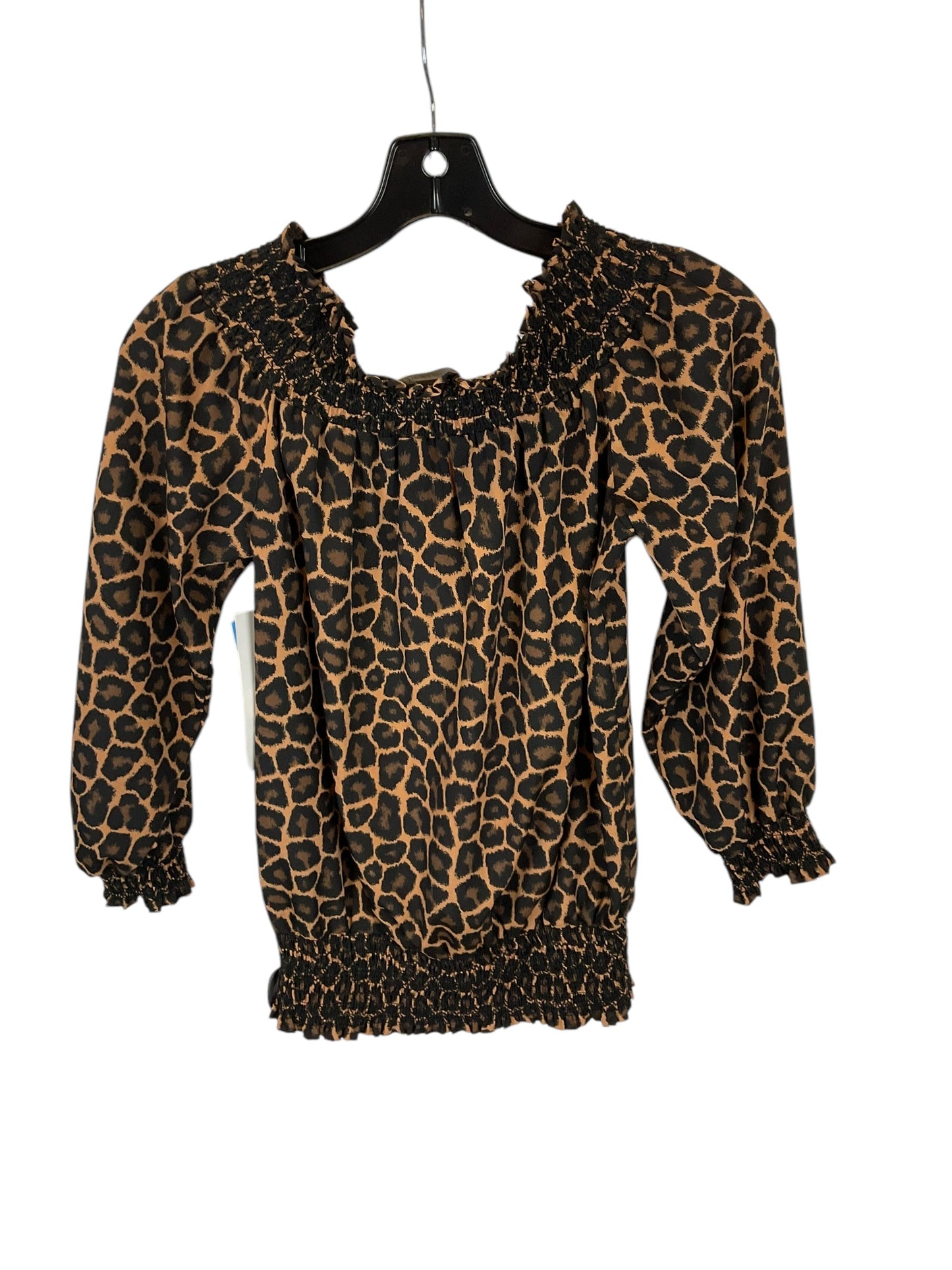 Top Long Sleeve Designer By Michael By Michael Kors In Animal Print, Size: S