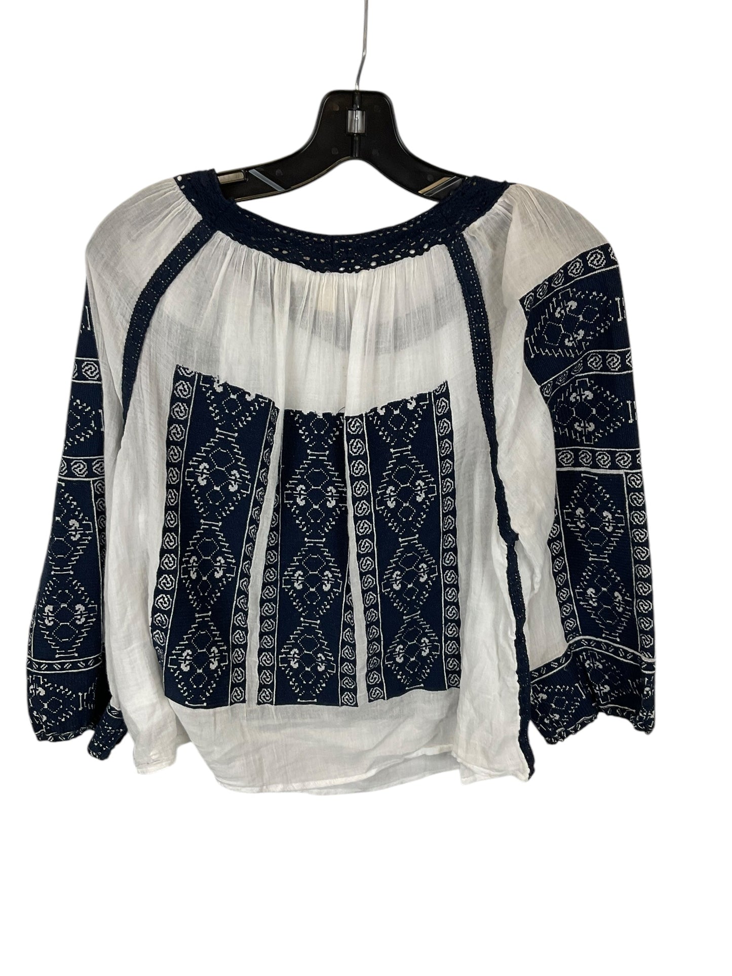 Top Long Sleeve Designer By Michael By Michael Kors In Blue & White, Size: S