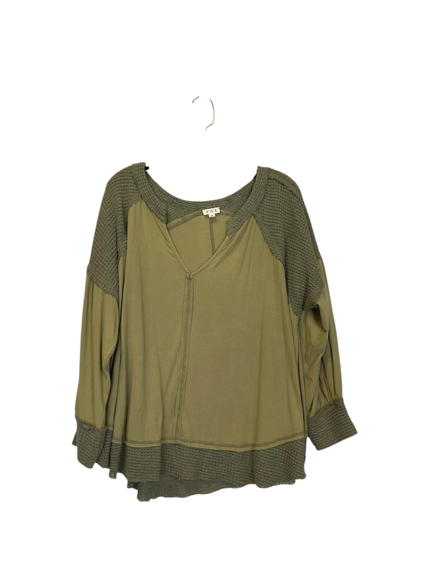 Top Long Sleeve By Pol In Green, Size: M