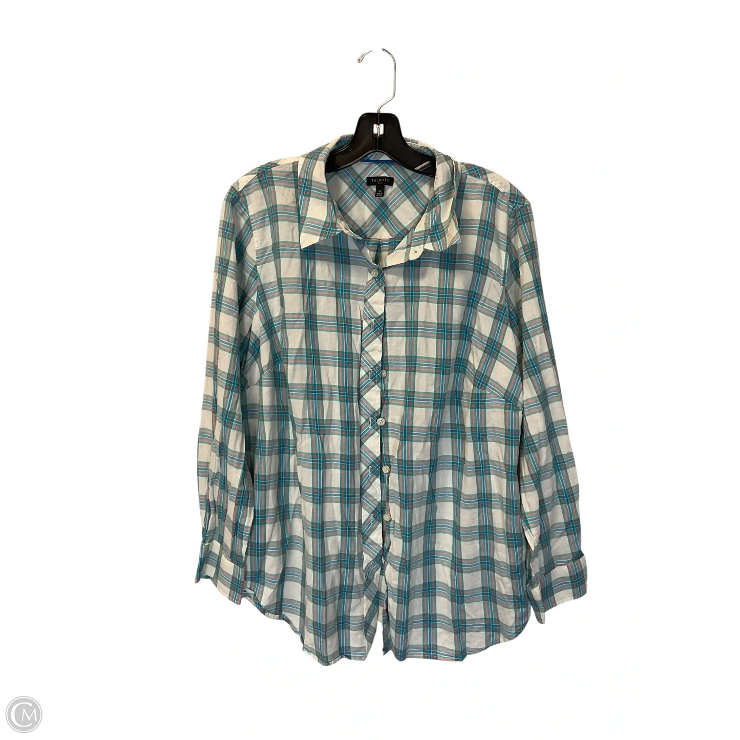 Top Long Sleeve By Talbots In Plaid Pattern, Size: 1x