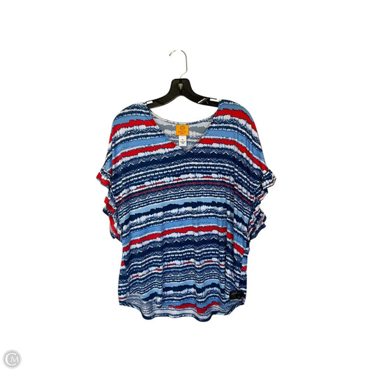 Top Short Sleeve By Ruby Rd In Blue & Red & White, Size: L