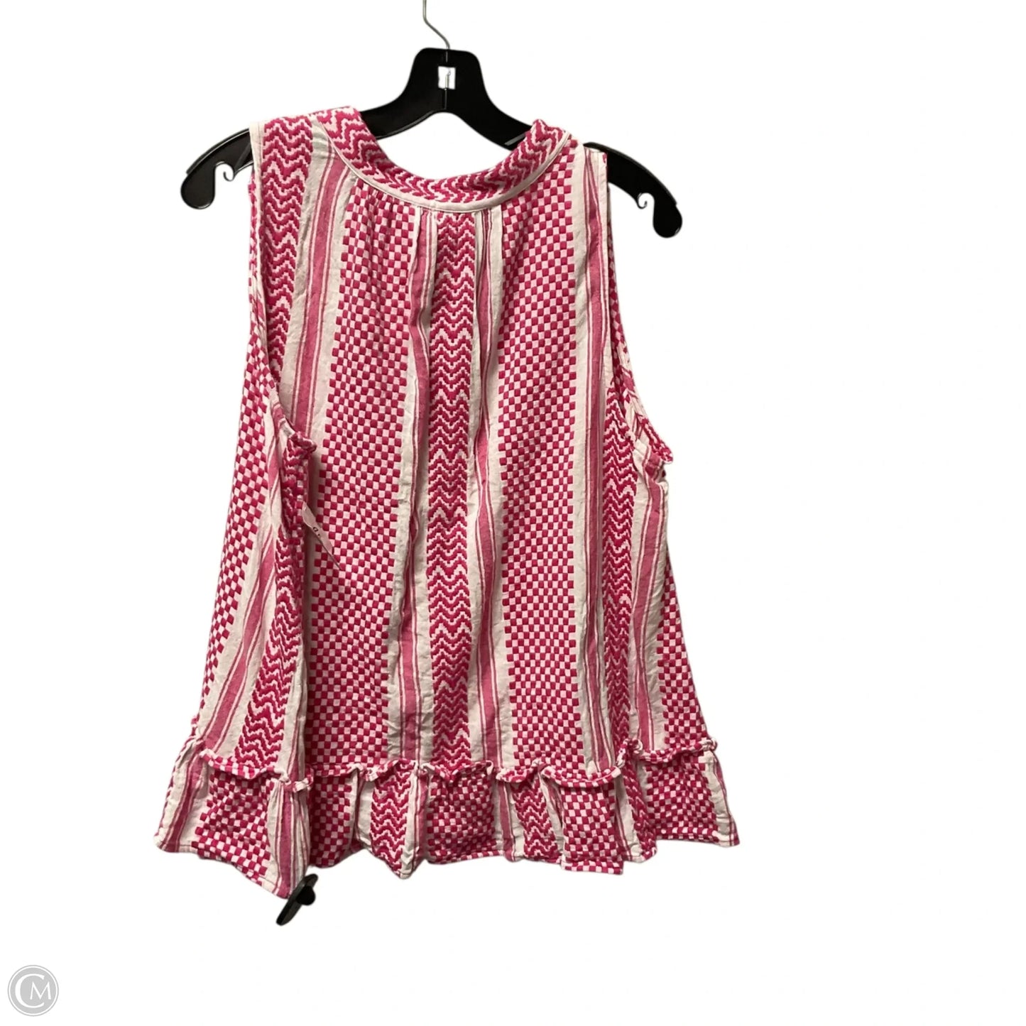 Top Sleeveless By Crown And Ivy In Pink & White, Size: Xl