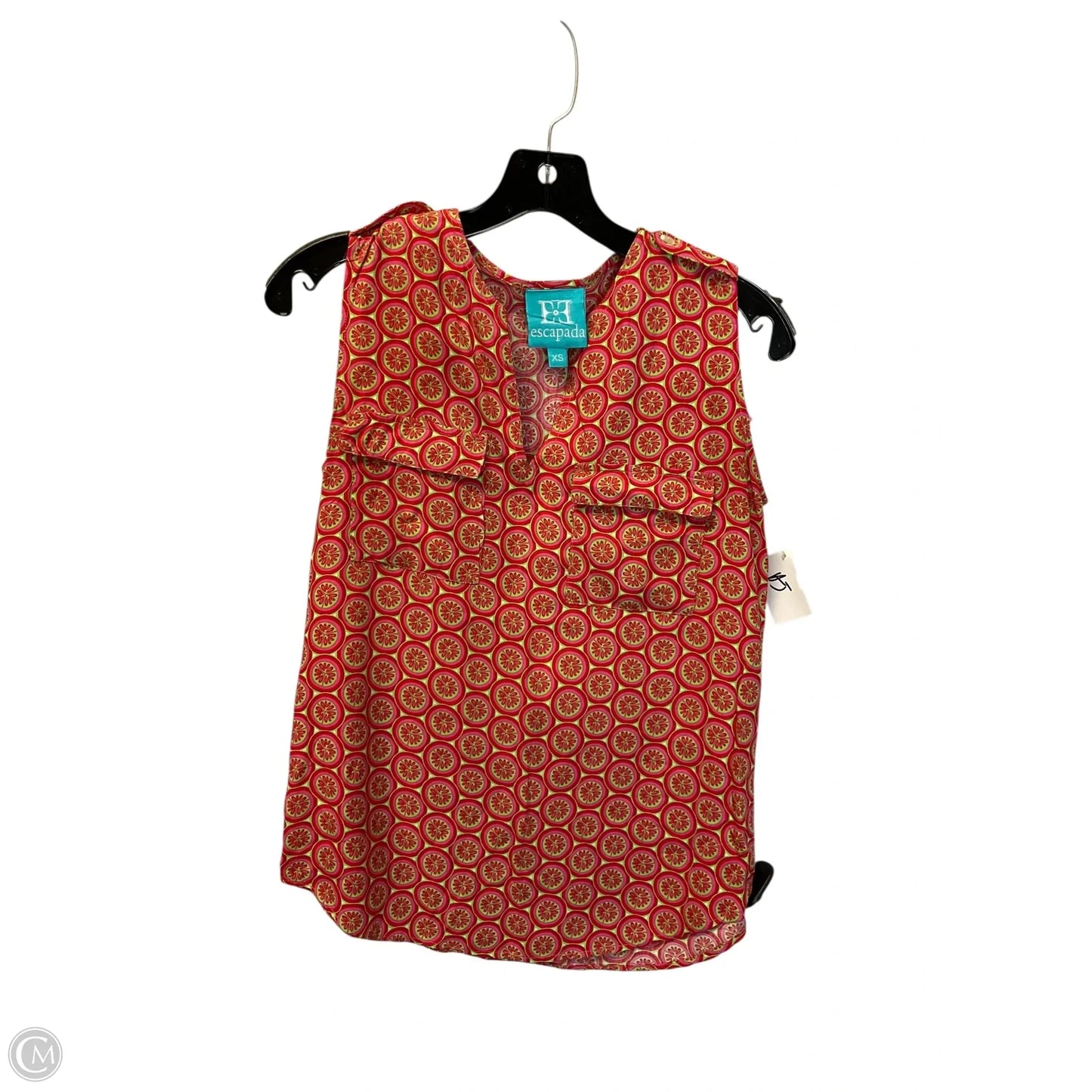 Top Sleeveless By Escapada Living In Green & Red, Size: Xs