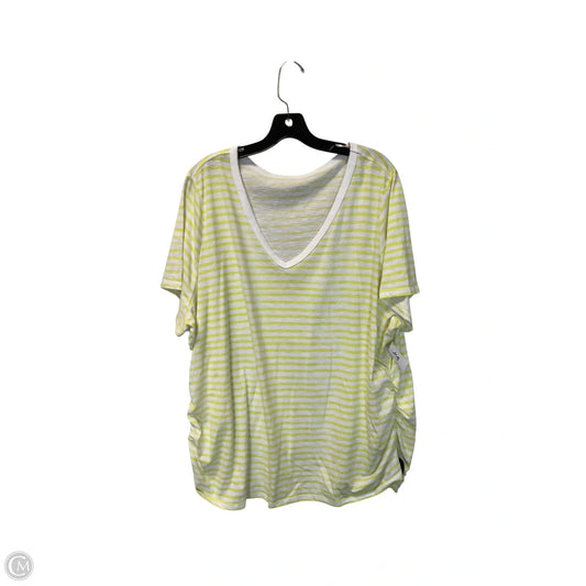 Top Short Sleeve Basic By Lane Bryant In White & Yellow, Size: 2x