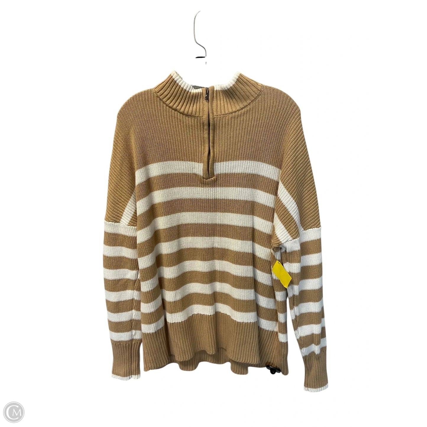 Sweater By Lands End In Tan & White, Size: Xl