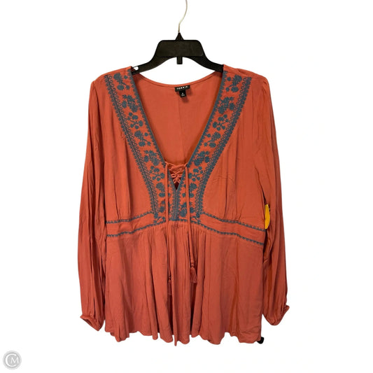Top Long Sleeve By Torrid In Orange, Size: Xl
